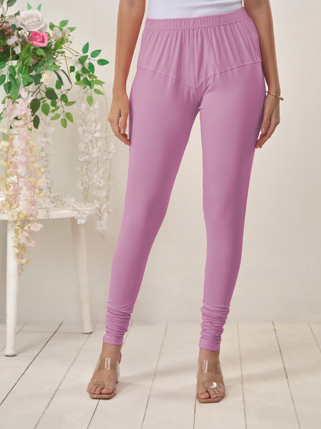 

LYRA Women Purple Solid Churidar Length Leggings