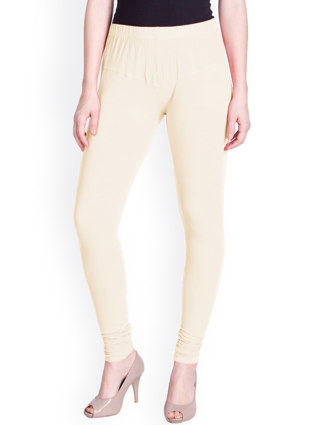 

LYRA Women Cream Solid Churidar Length Leggings