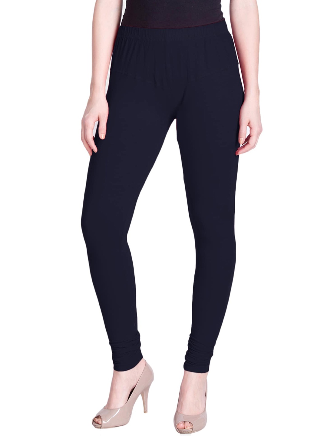 

LYRA Women Navy Blue Solid Churidar-Length Leggings