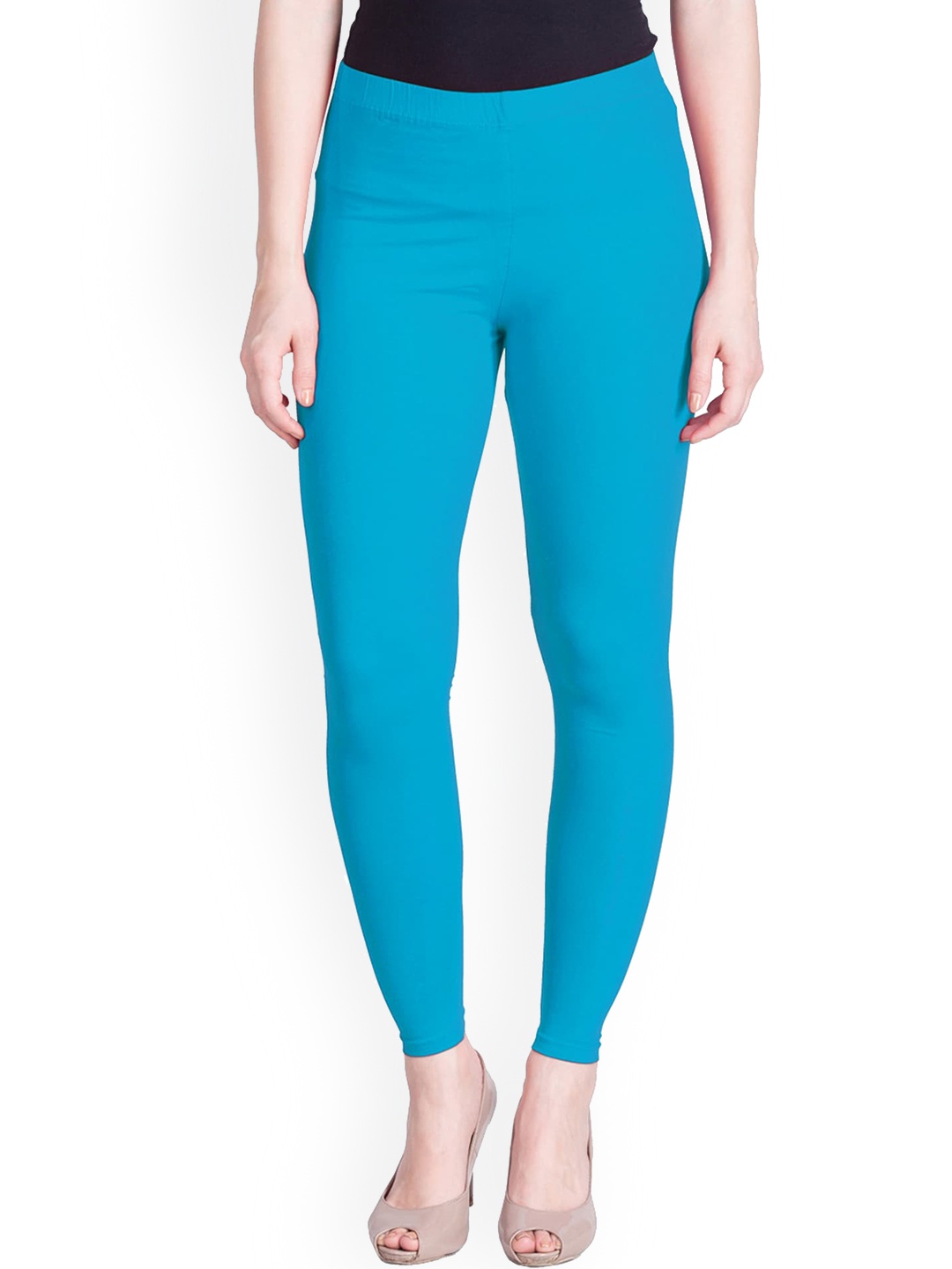 

LYRA Women Blue Solid Cotton Ankle Length Leggings