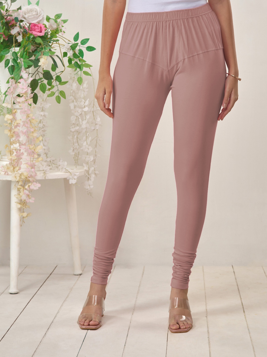 

LYRA Women Lavender-Coloured Solid Churidar-Length Leggings