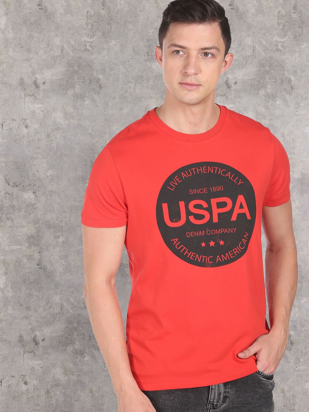 U S Polo Assn Denim Co Men Red Circle Logo T-Shirt