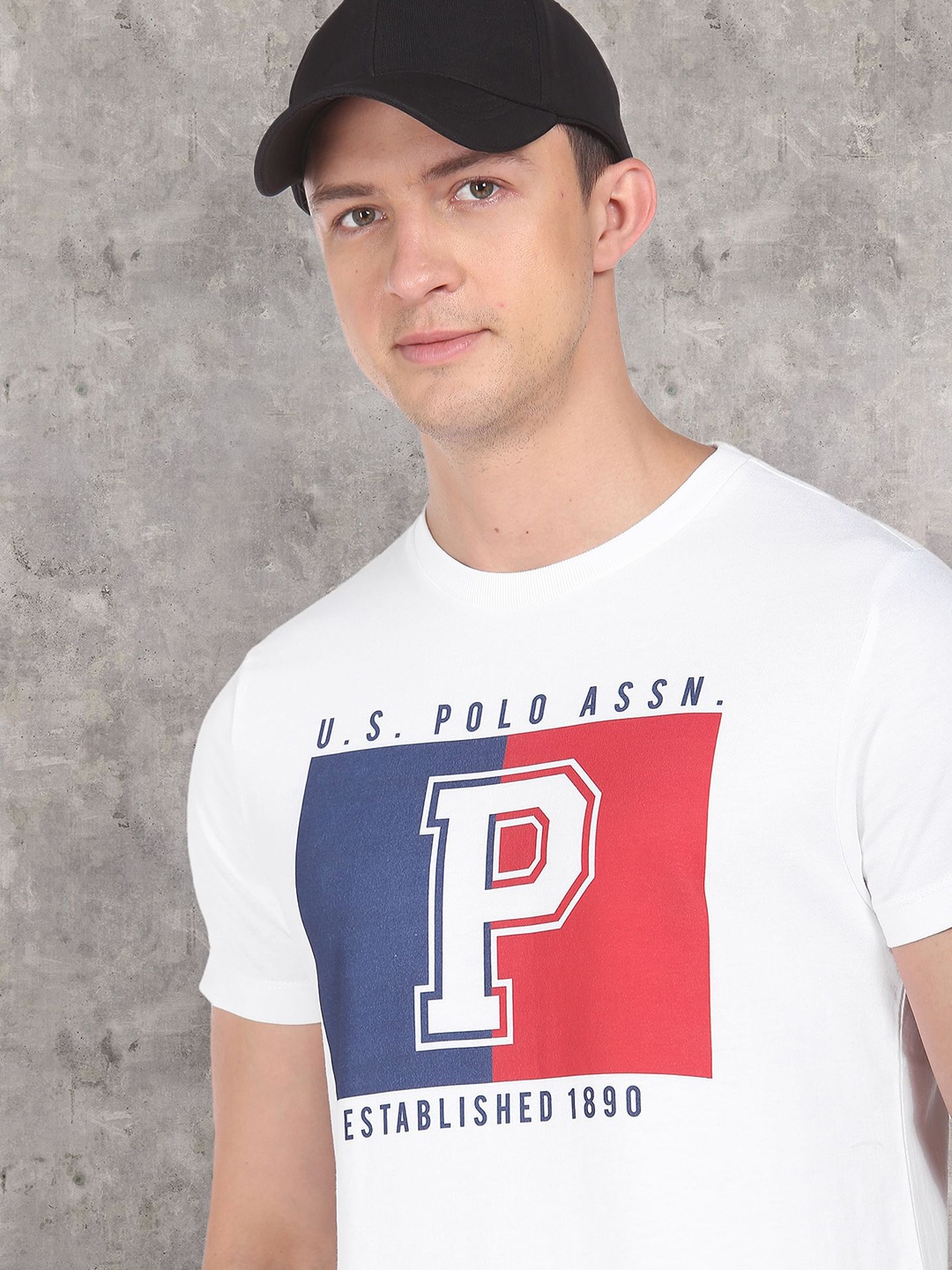 

U S Polo Assn Denim Co Men White Soft Varsity T-Shirt