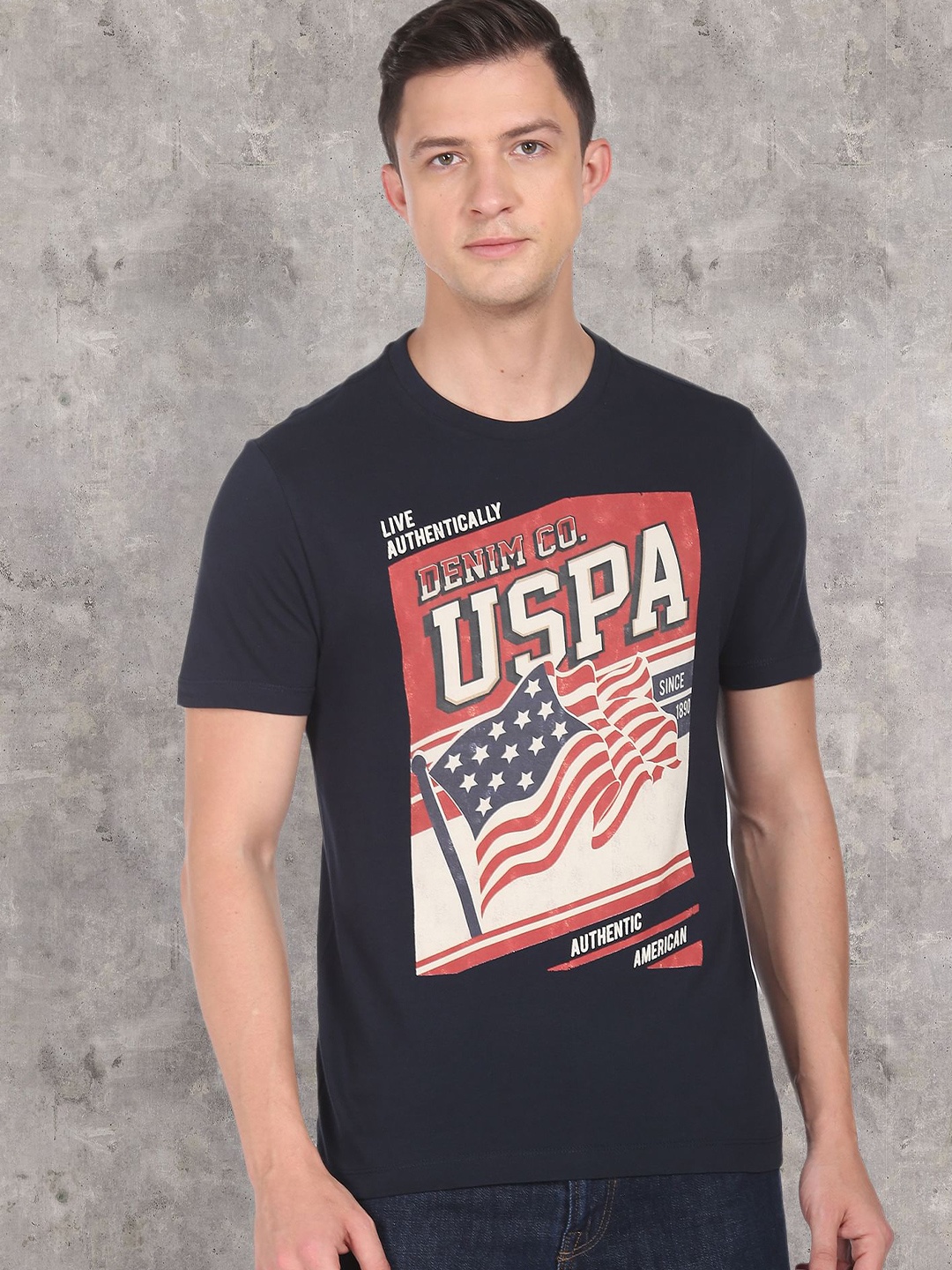 

U S Polo Assn Denim Co Men Black Printed Timeless Vintage T-Shirt