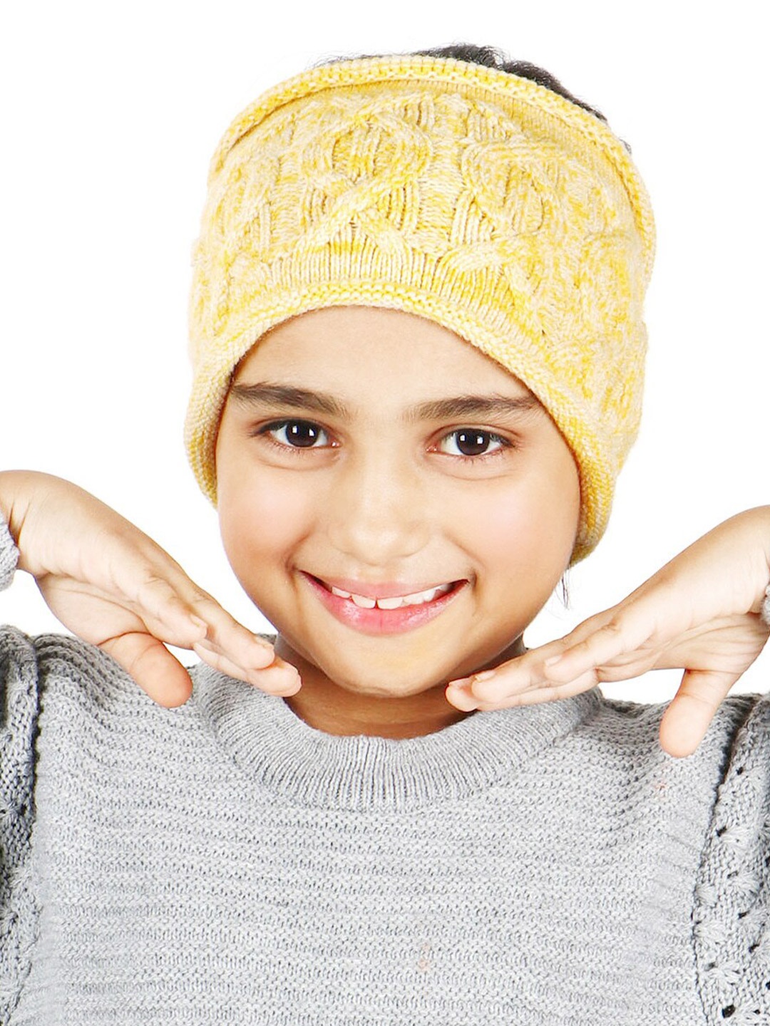 

Bharatasya Kids Yellow Cable Knit Woolen Ear Warmer Headband