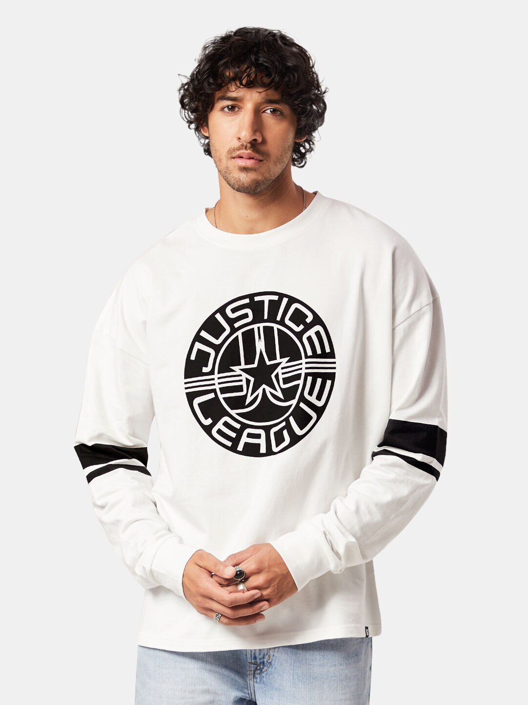 

The Souled Store Men White Typography Printed Oversized Oversized T-Shirt