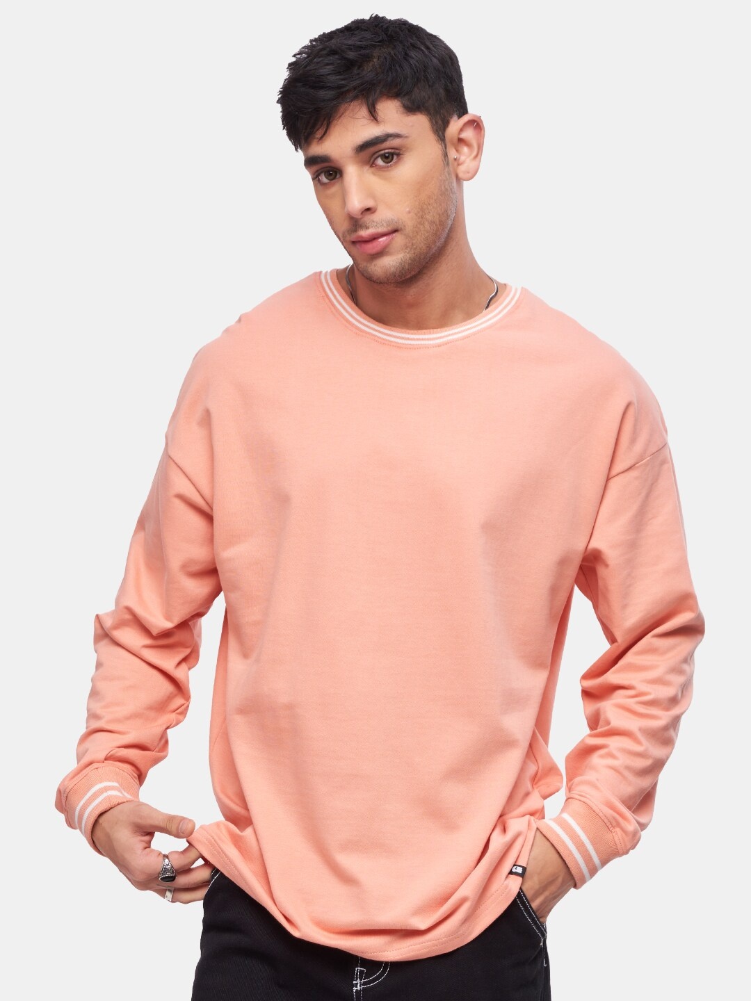 

The Souled Store Men Peach-Coloured Oversized T-Shirt
