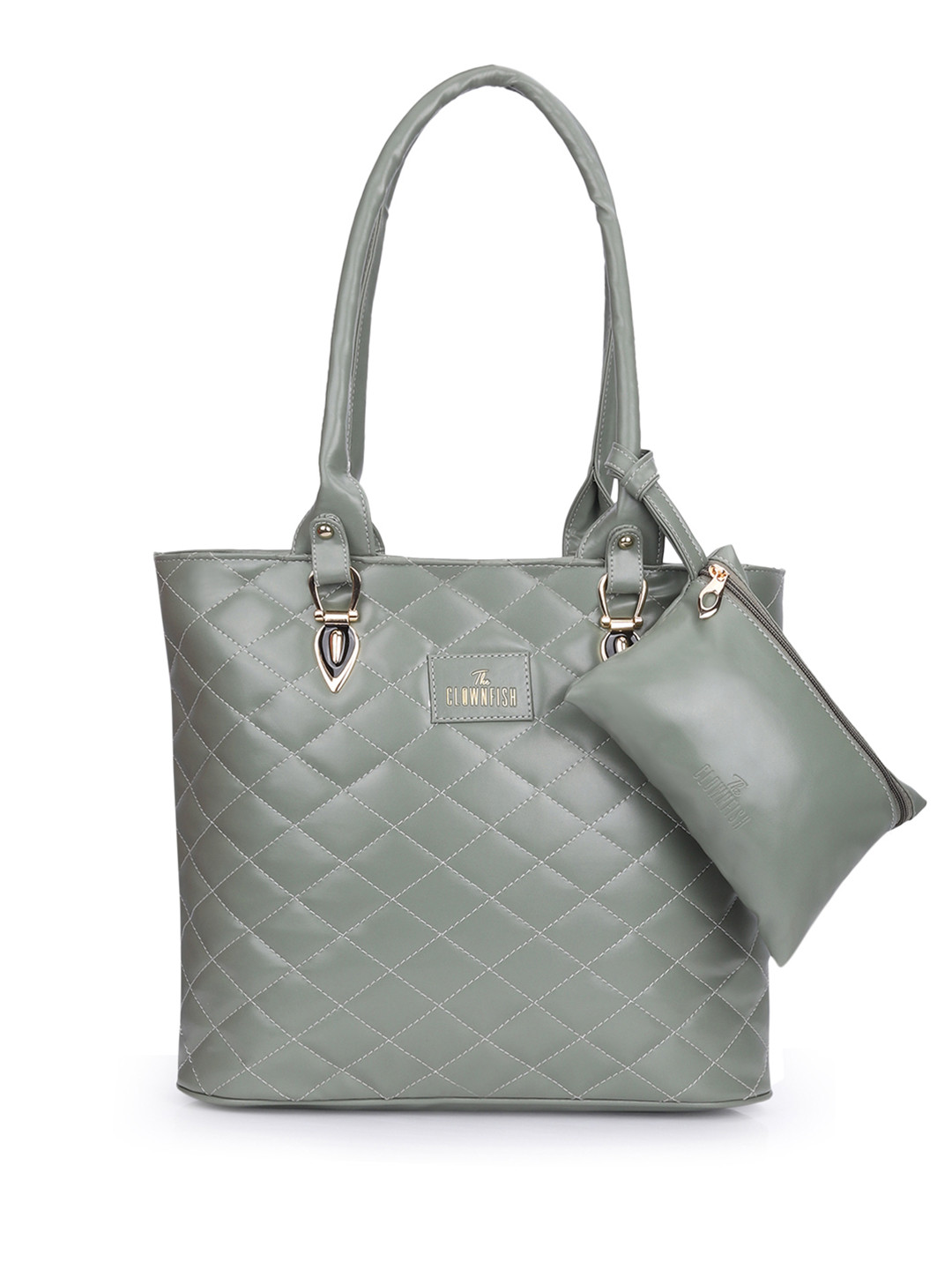 

THE CLOWNFISH Siya Olive Green Structured Handheld Bag