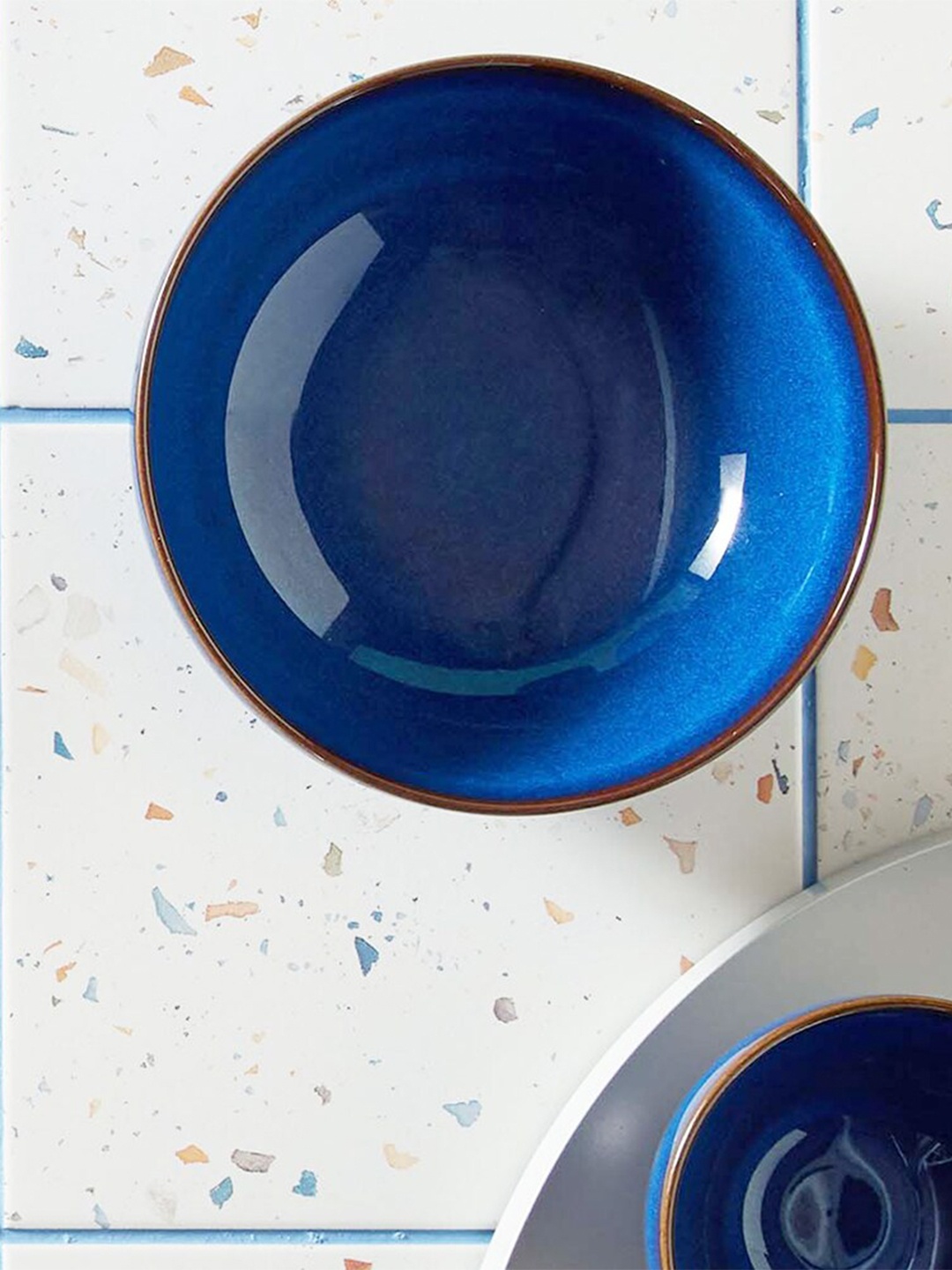 

Denby Blue & Brown Dishwasher Safe Solid Stoneware Glossy Bowl