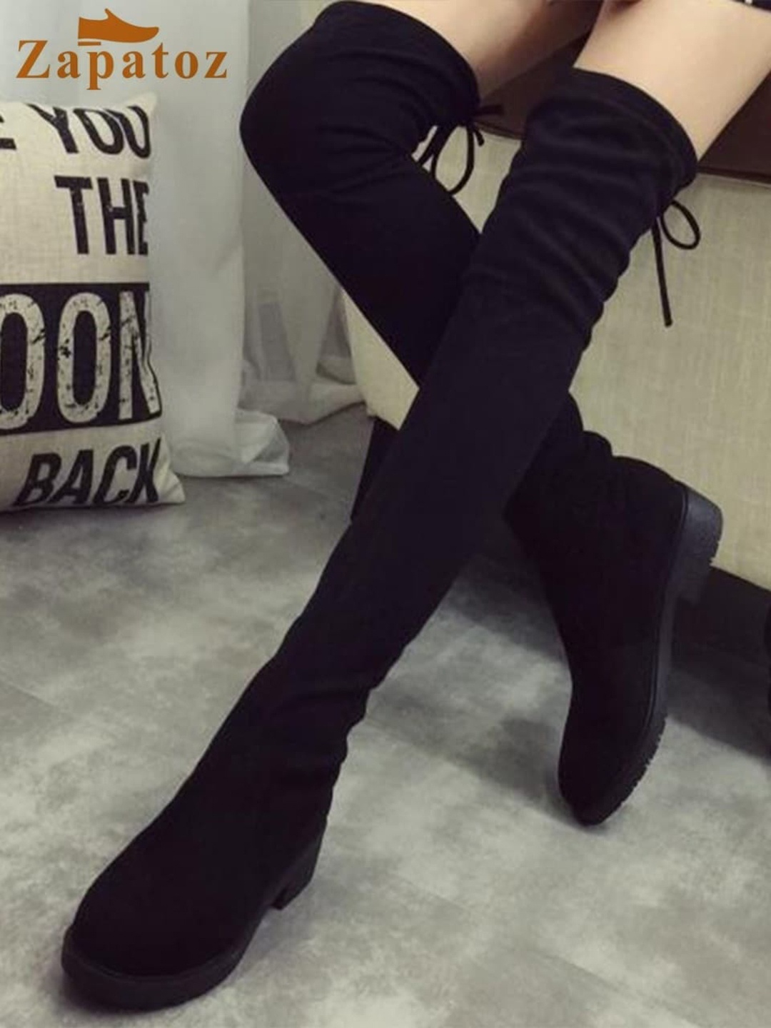

ZAPATOZ Women Black Solid Over The Knee Regular Boots