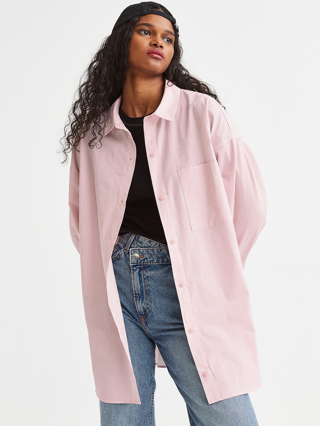

H&M Women Oversized Poplin Shirt, Multi