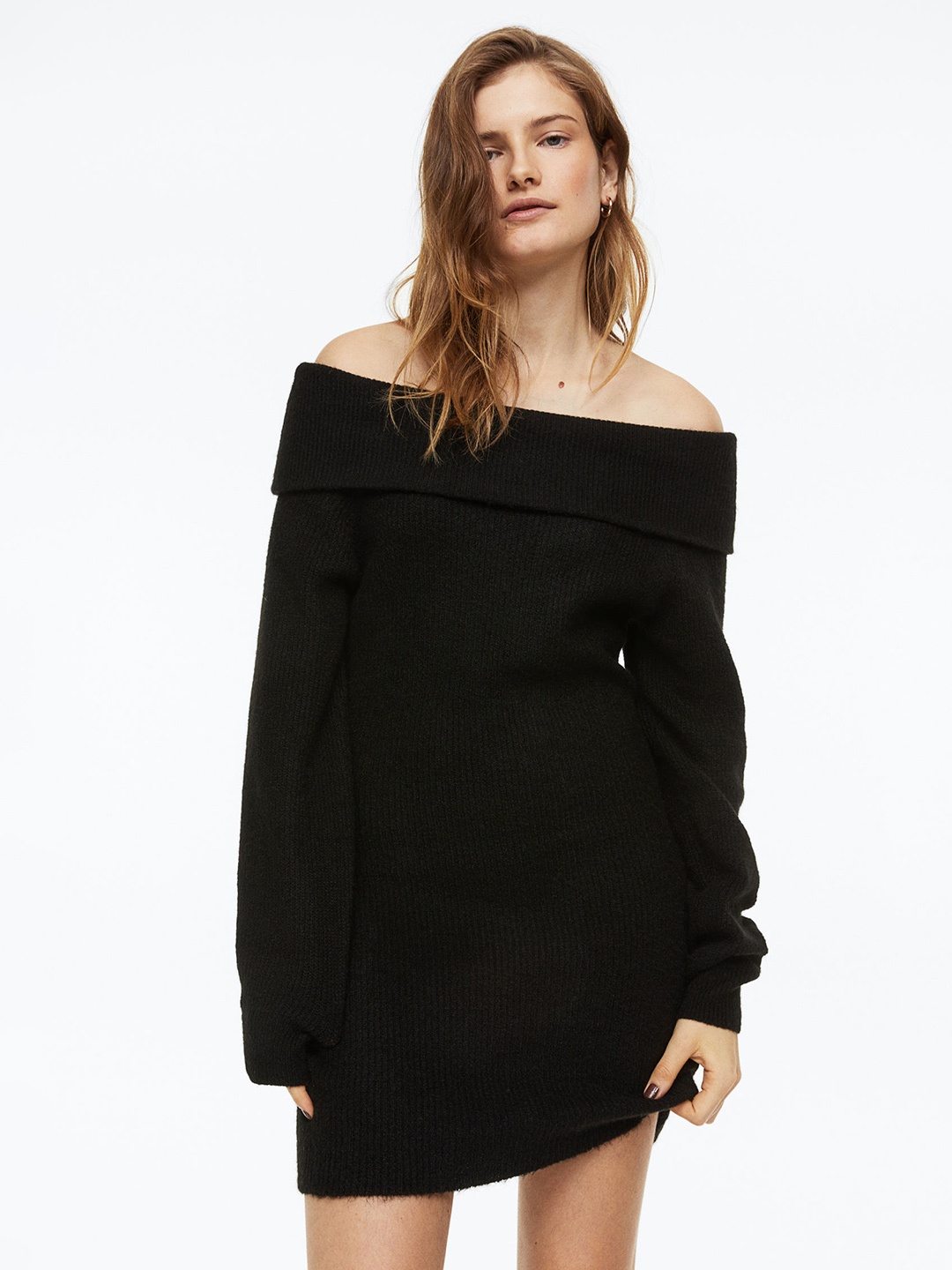 

H&M Off-The-Shoulder Bodycon Dress, Black