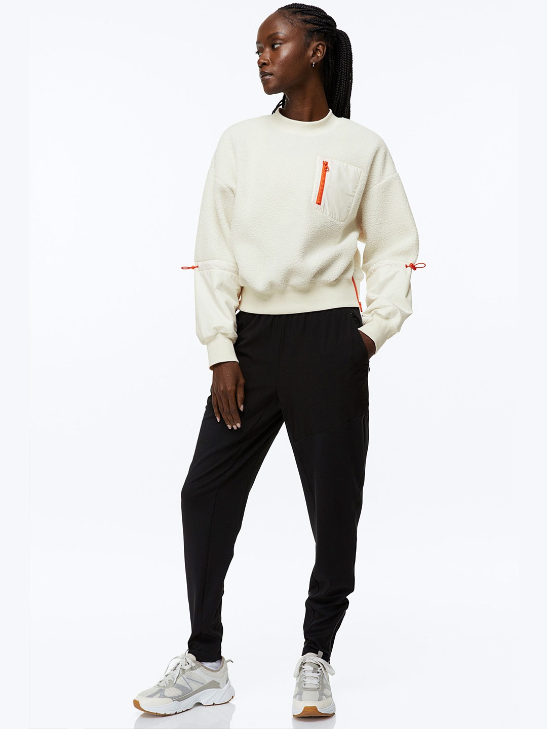 

H&M Women Solid Teddy Sports Sweatshirt, White