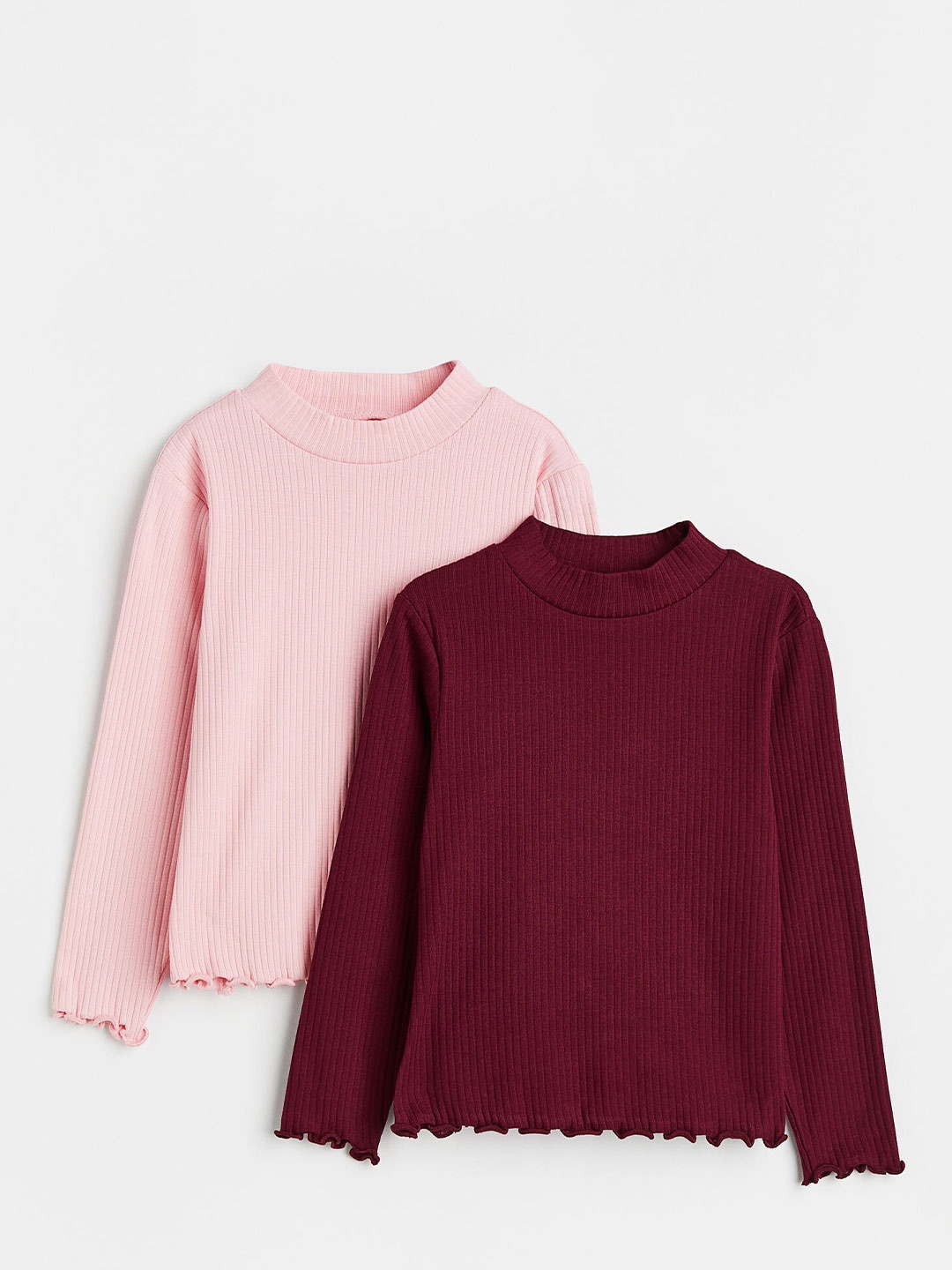 

H&M Girls 2-pack polo-neck tops, Pink