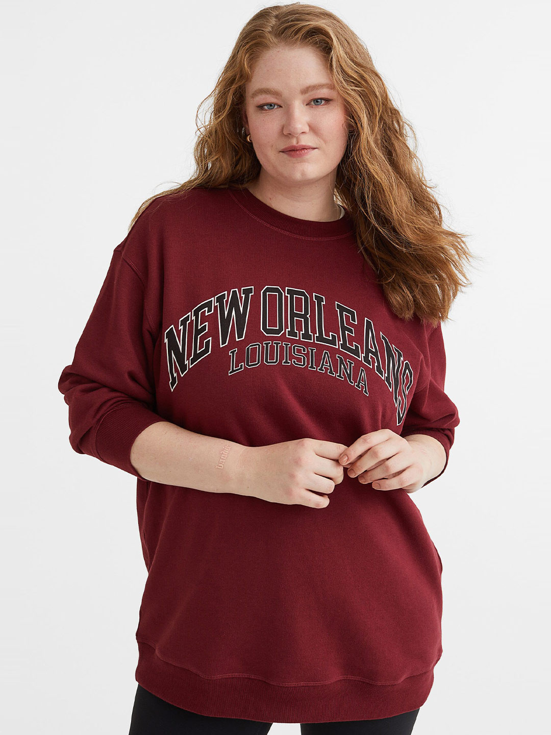 

H&M Women Maroon Oversized Sweatshirt
