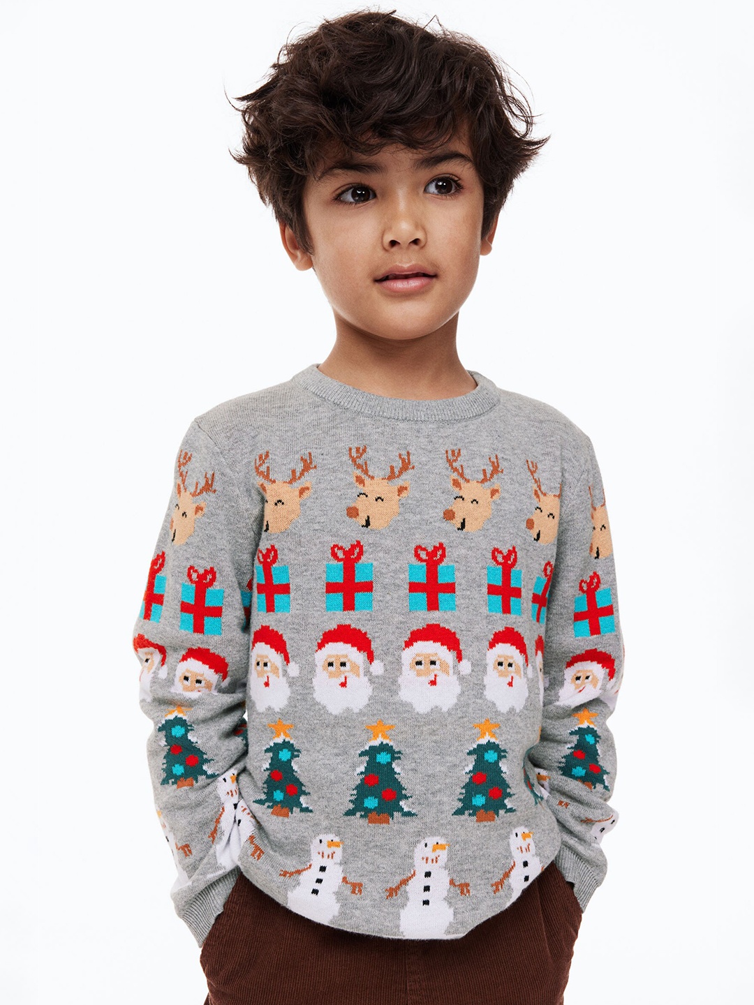 

H&M Boys Grey Jacquard-Knit Cotton Jumper