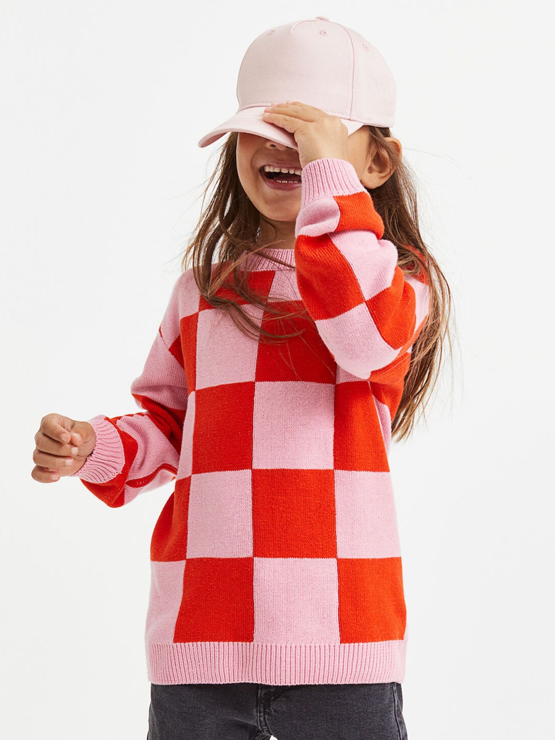 

H&M Girls Red & Pink Jacquard-Knit Jumper