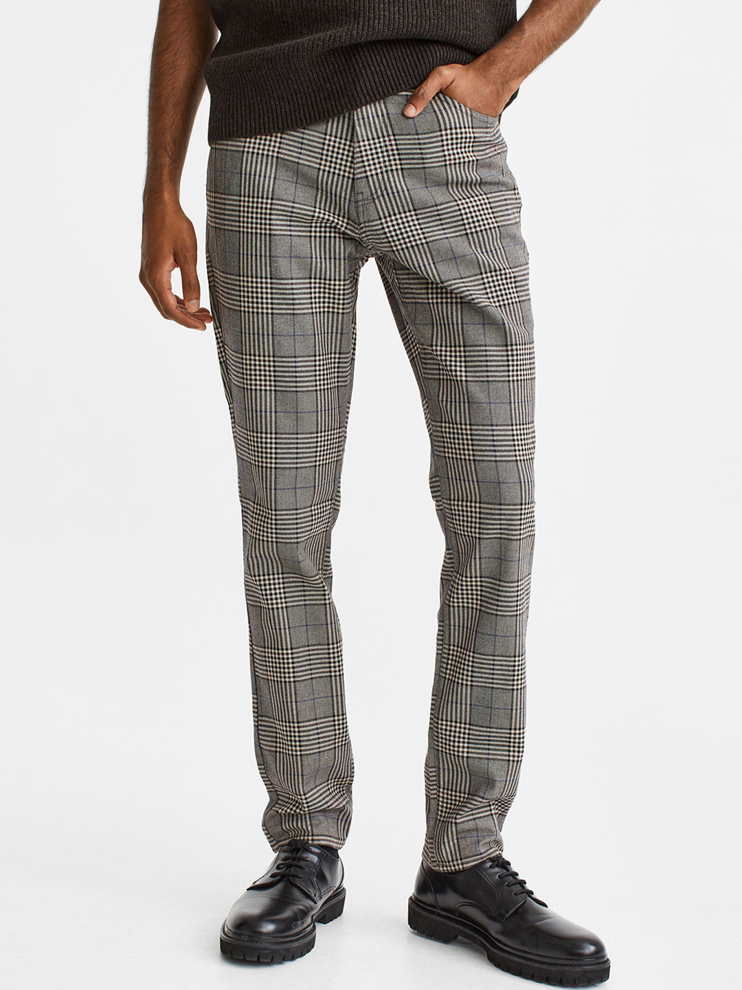 

H&M Men Skinny Fit Twill Trousers, Brown