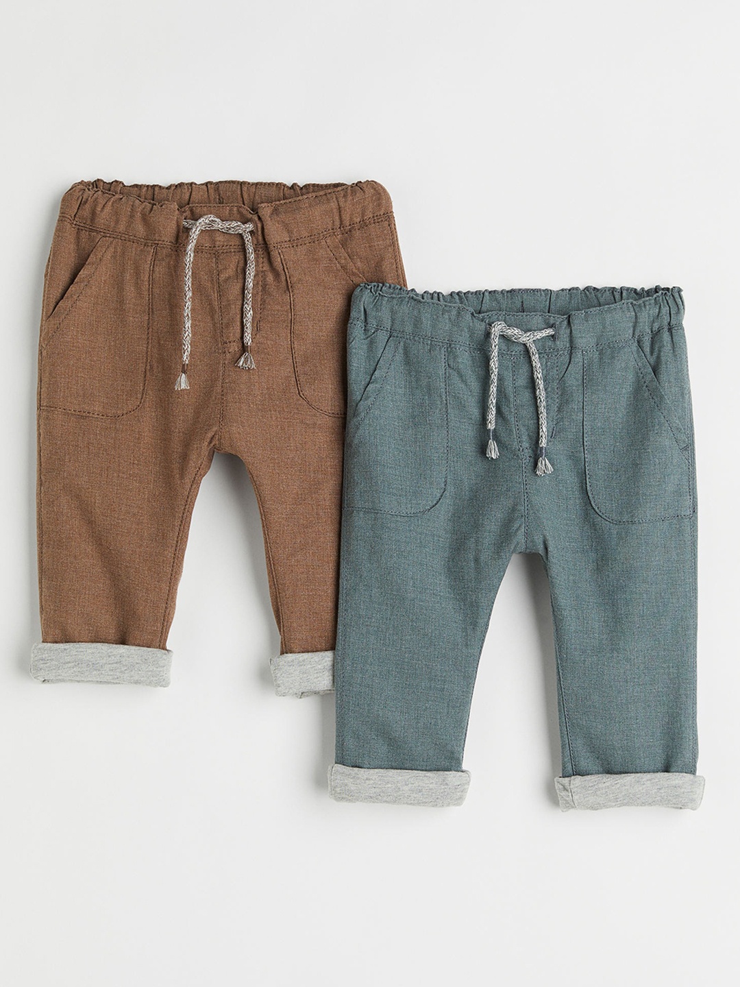 

H&M Boys 2-Pack Lined Pull-On Trousers, Brown
