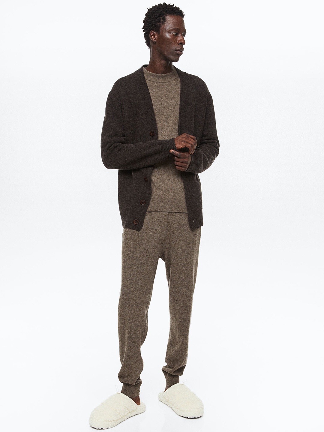 

H&M Men Merino wool joggers, Beige