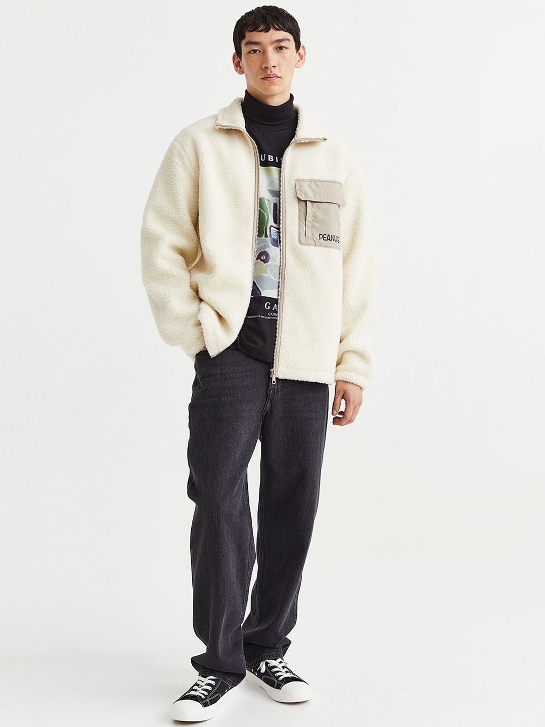 

H&M Men Relaxed Fit Fleece jacket, Multi
