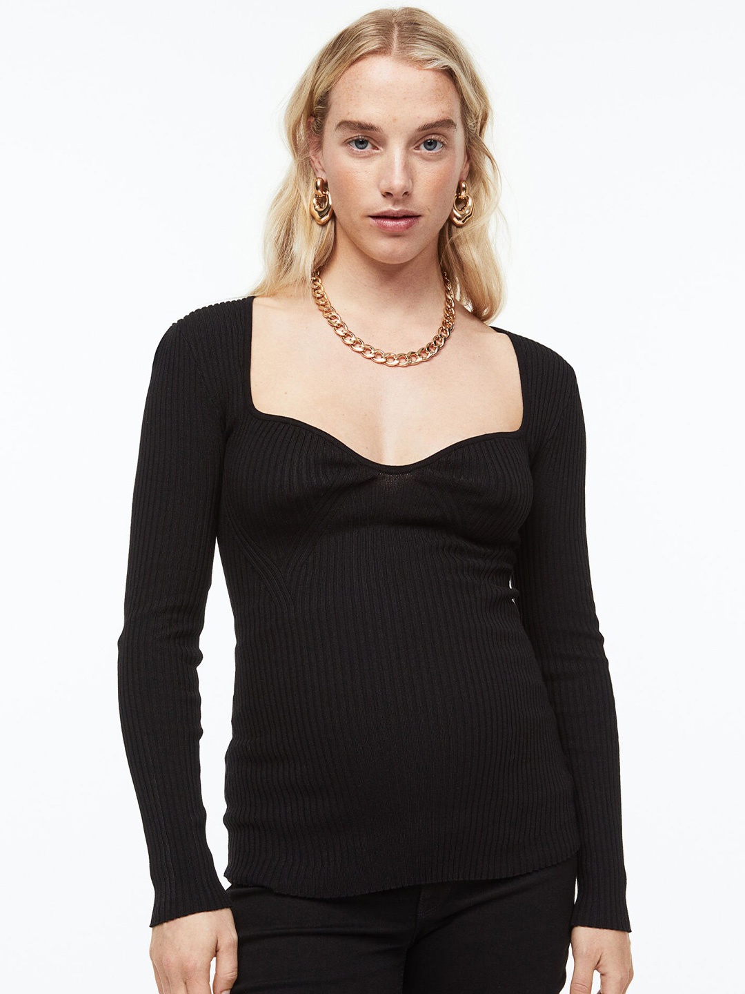 

H&M Black Sweetheart Neck Top