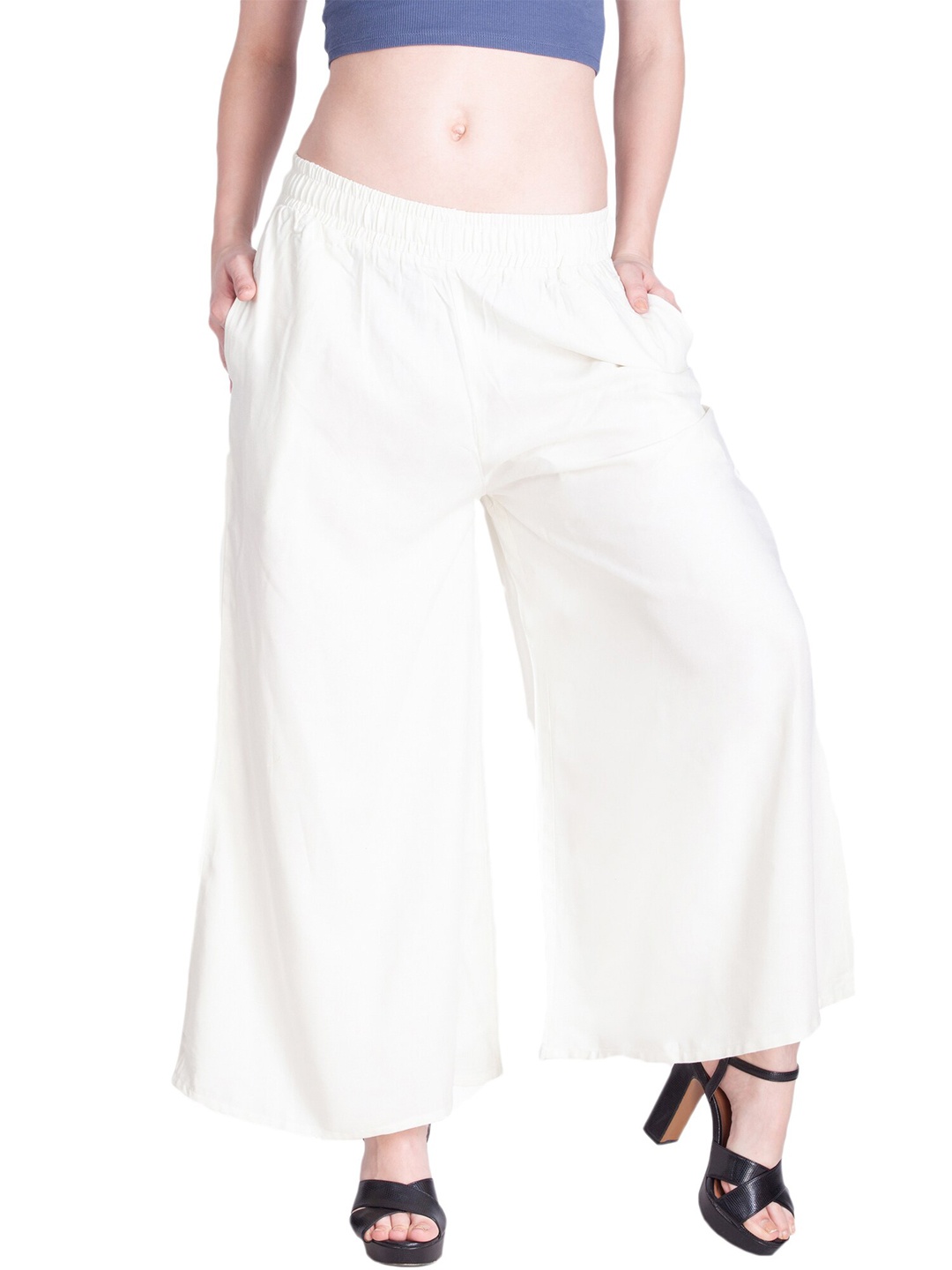 

LYRA Women Off White Knitted Palazzos