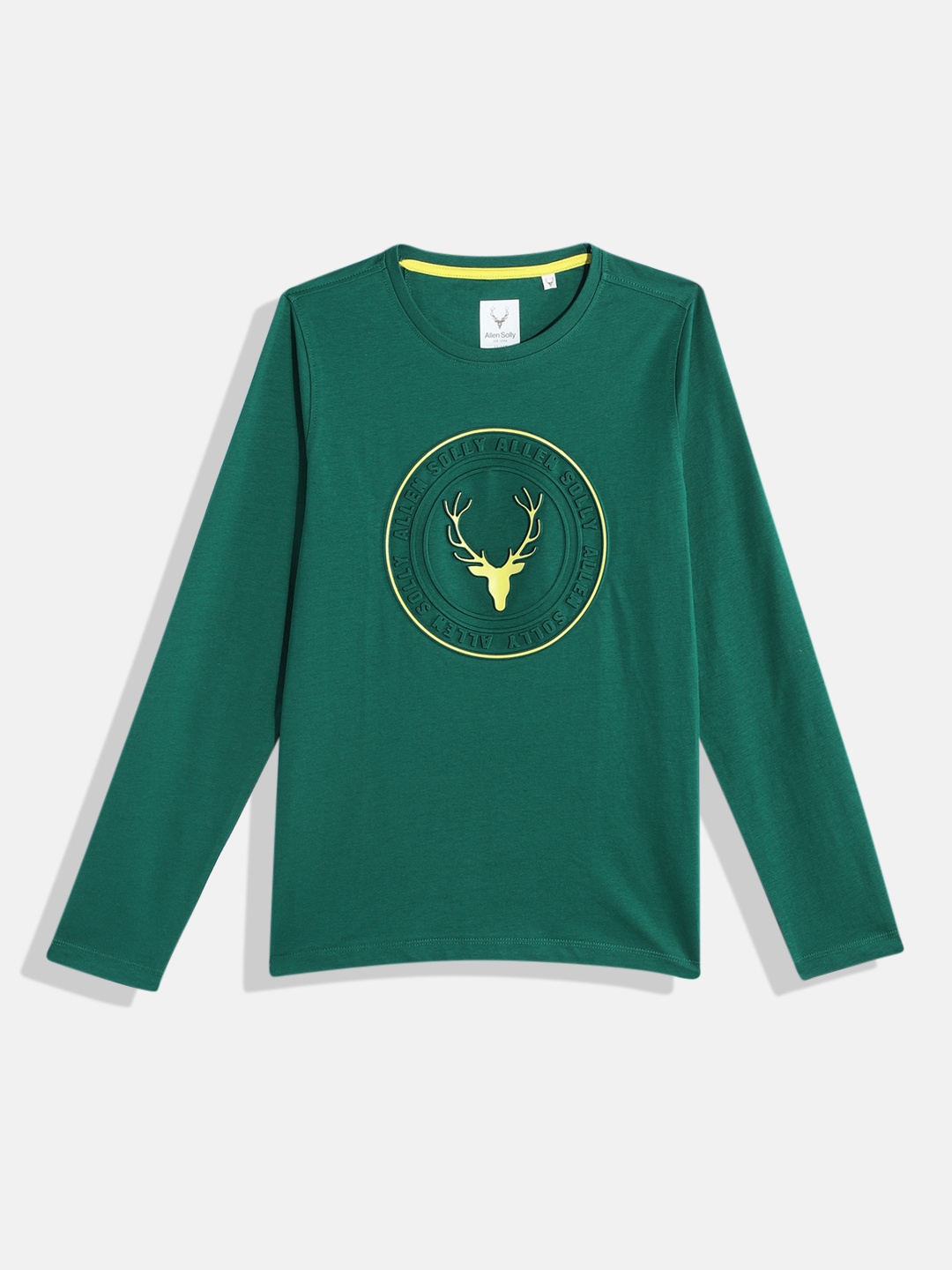 

Allen Solly Junior Boys Brand Logo Embossed Pure Cotton T-shirt, Green