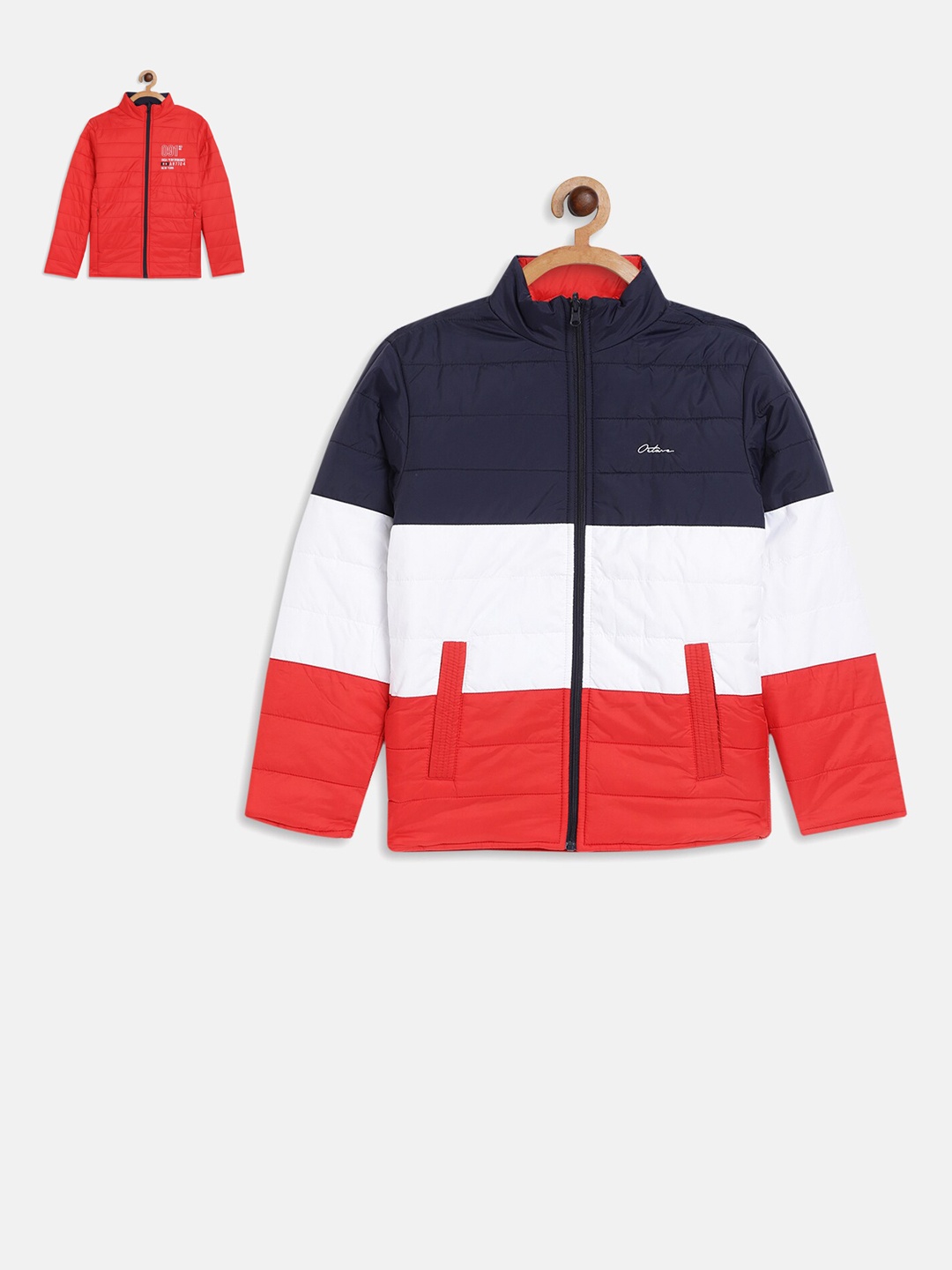 

Octave Boys Pack Of 2 Red & Blue Colourblocked Padded Jacket