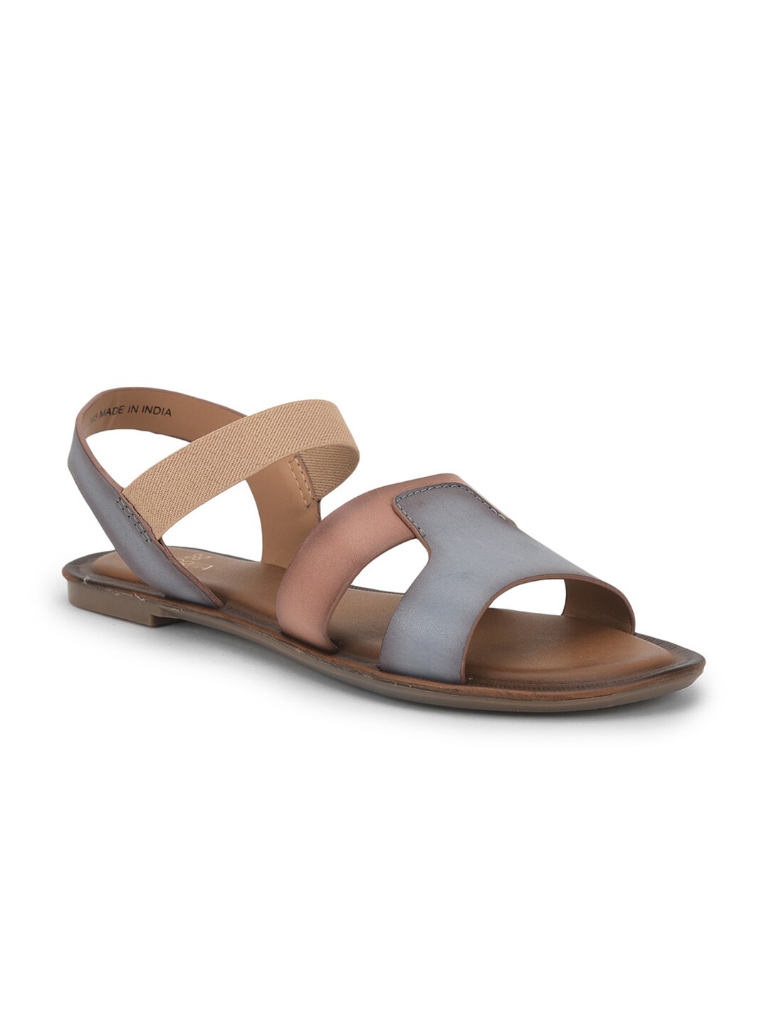 

Liberty Women Grey & Peach Colourblocked Open Toe Flats