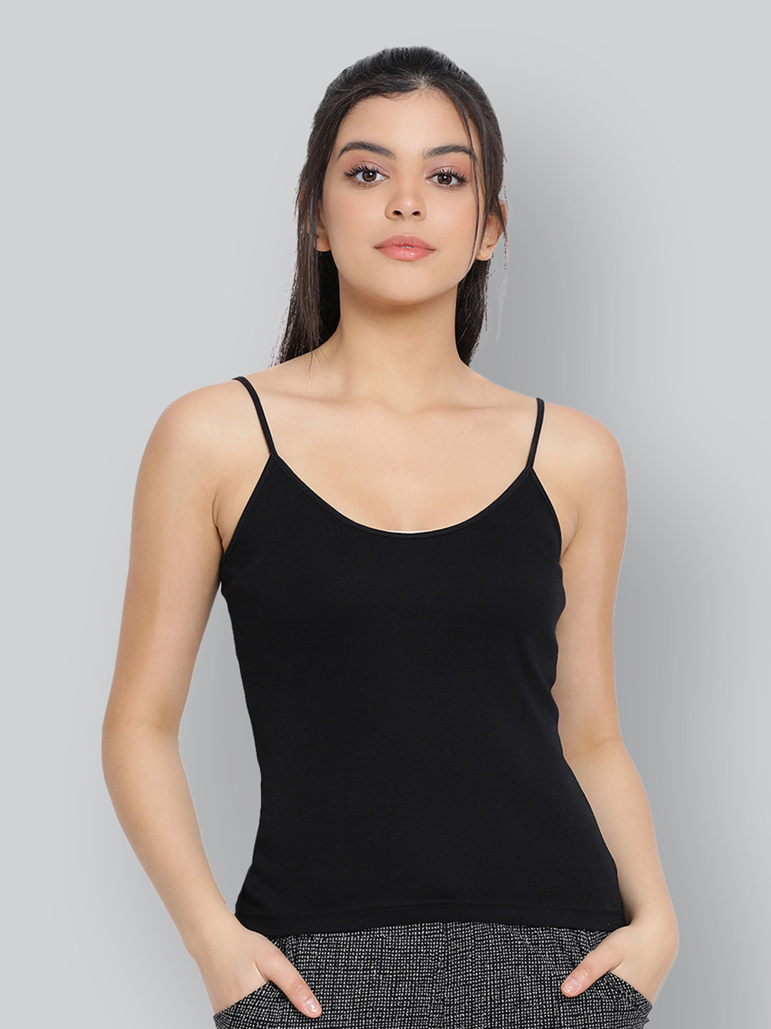 

LYRA Women Black Solid Cotton Camisole