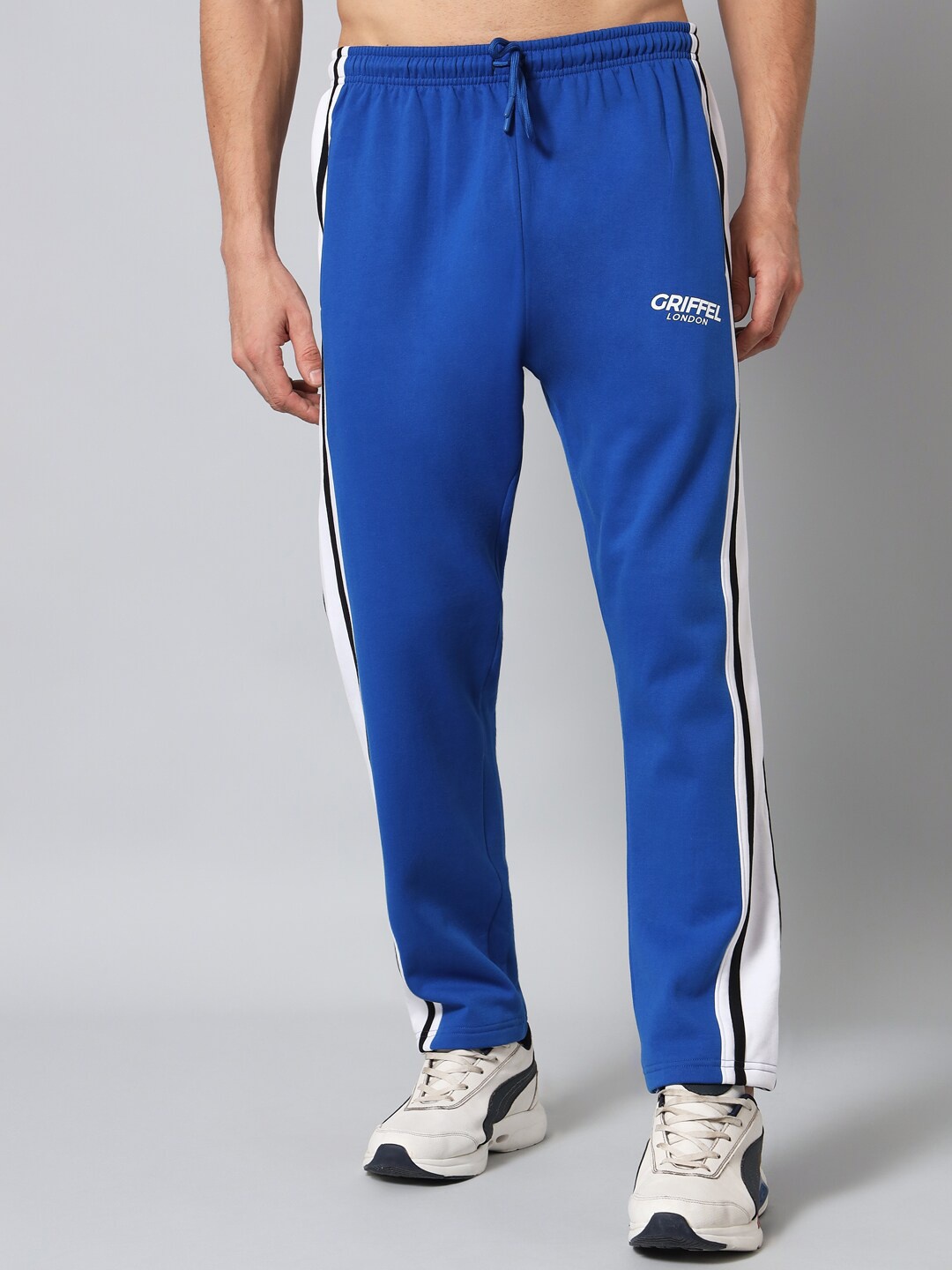 

GRIFFEL Men Blue Solid Cotton Track Pant