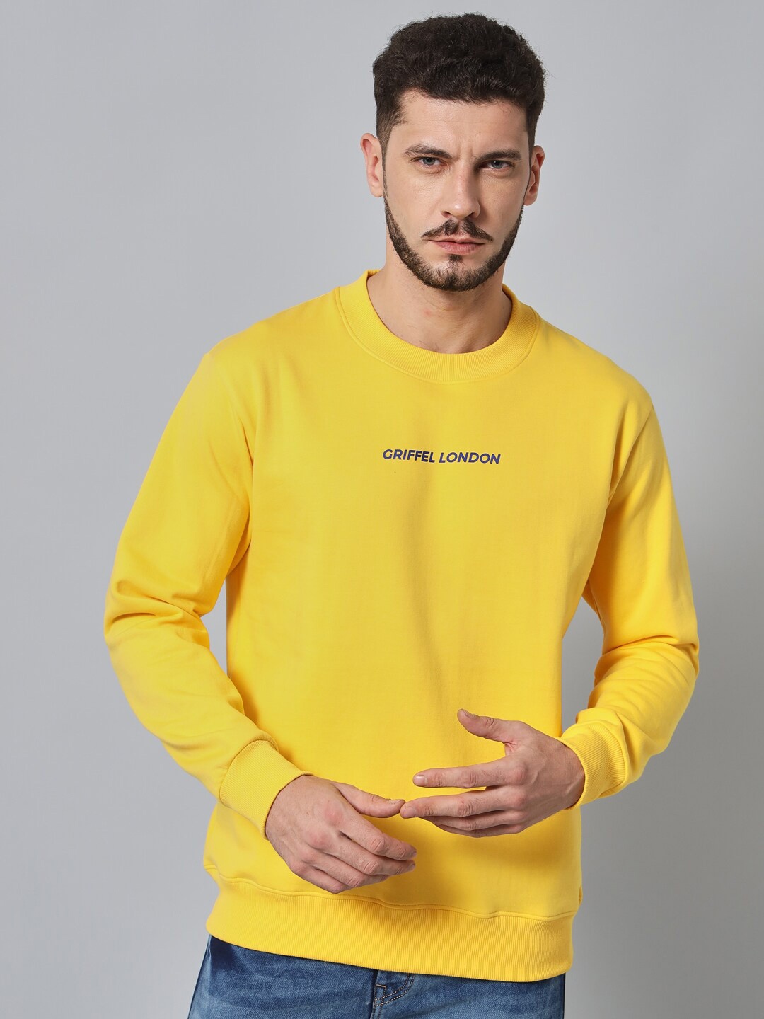 

GRIFFEL Men Yellow Solid Pullover