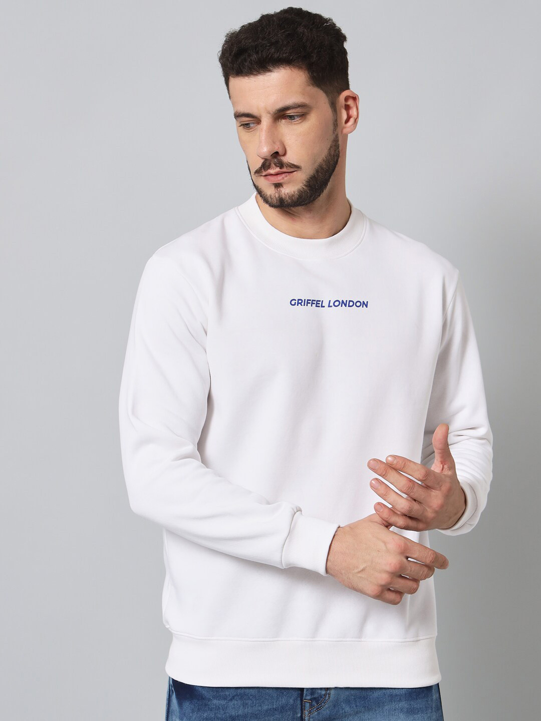 

GRIFFEL Men White Sweatshirt