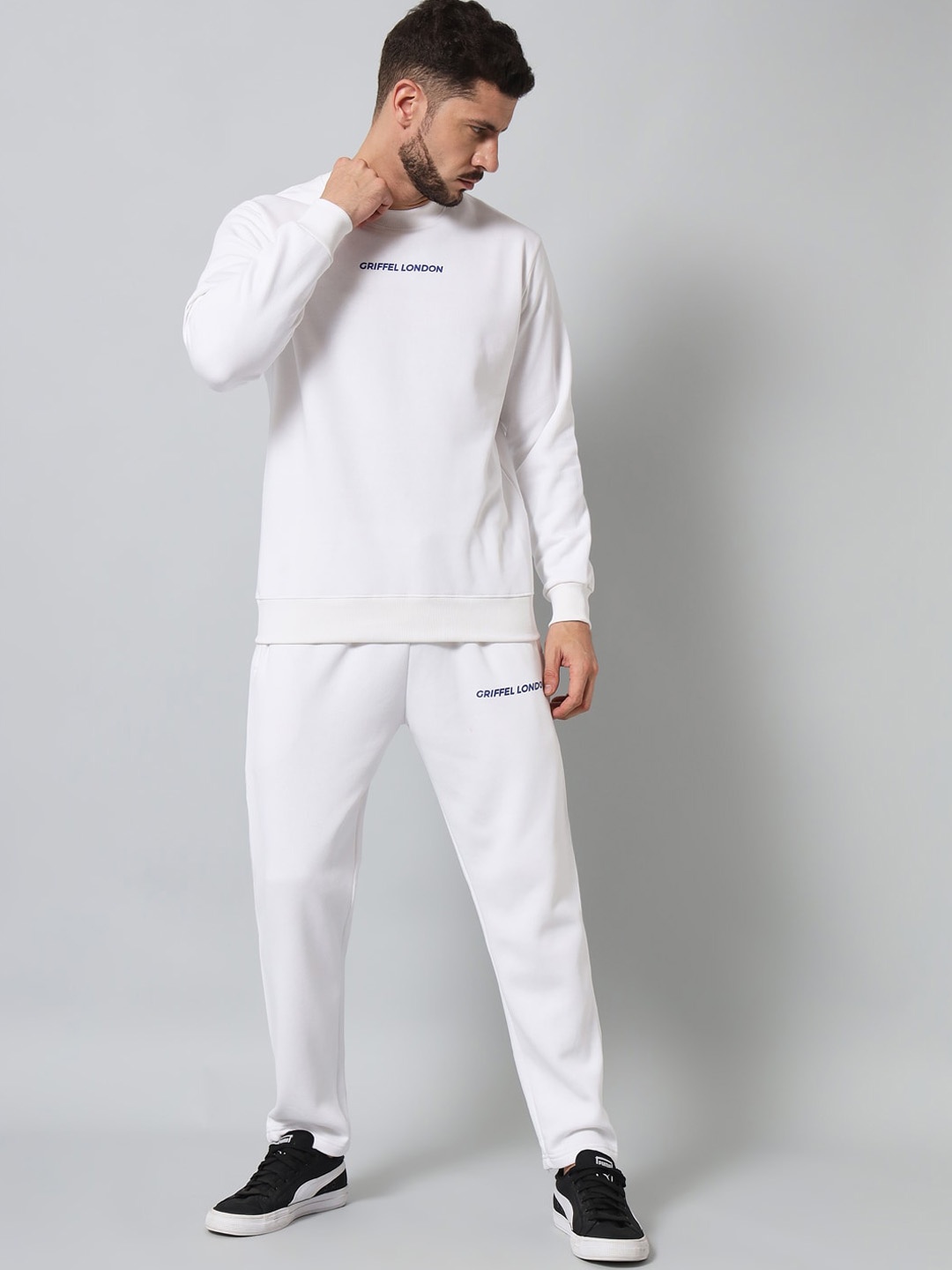 

GRIFFEL Men White Solid Tracksuits