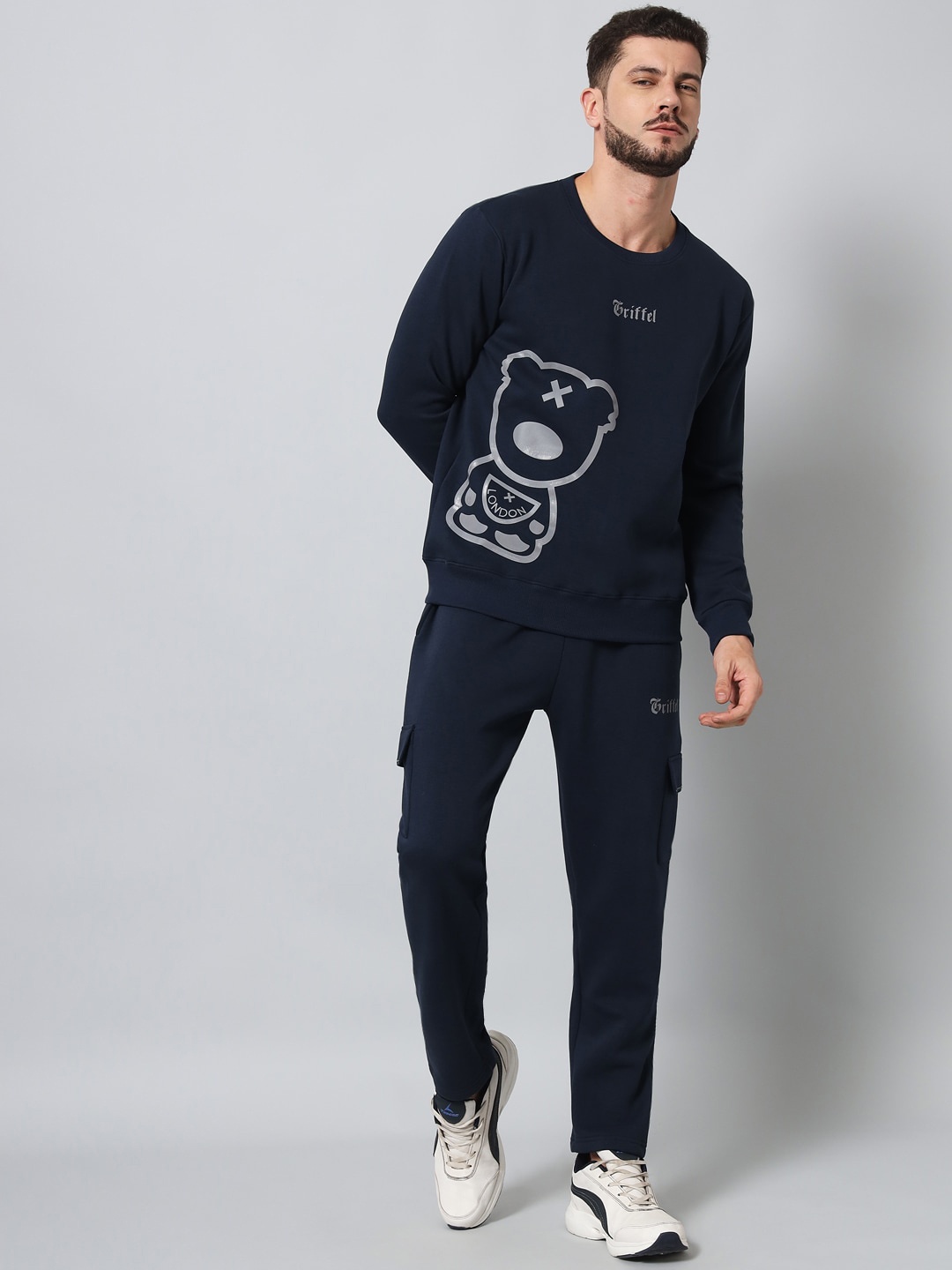 

GRIFFEL Men Navy Blue Printed Tracksuit