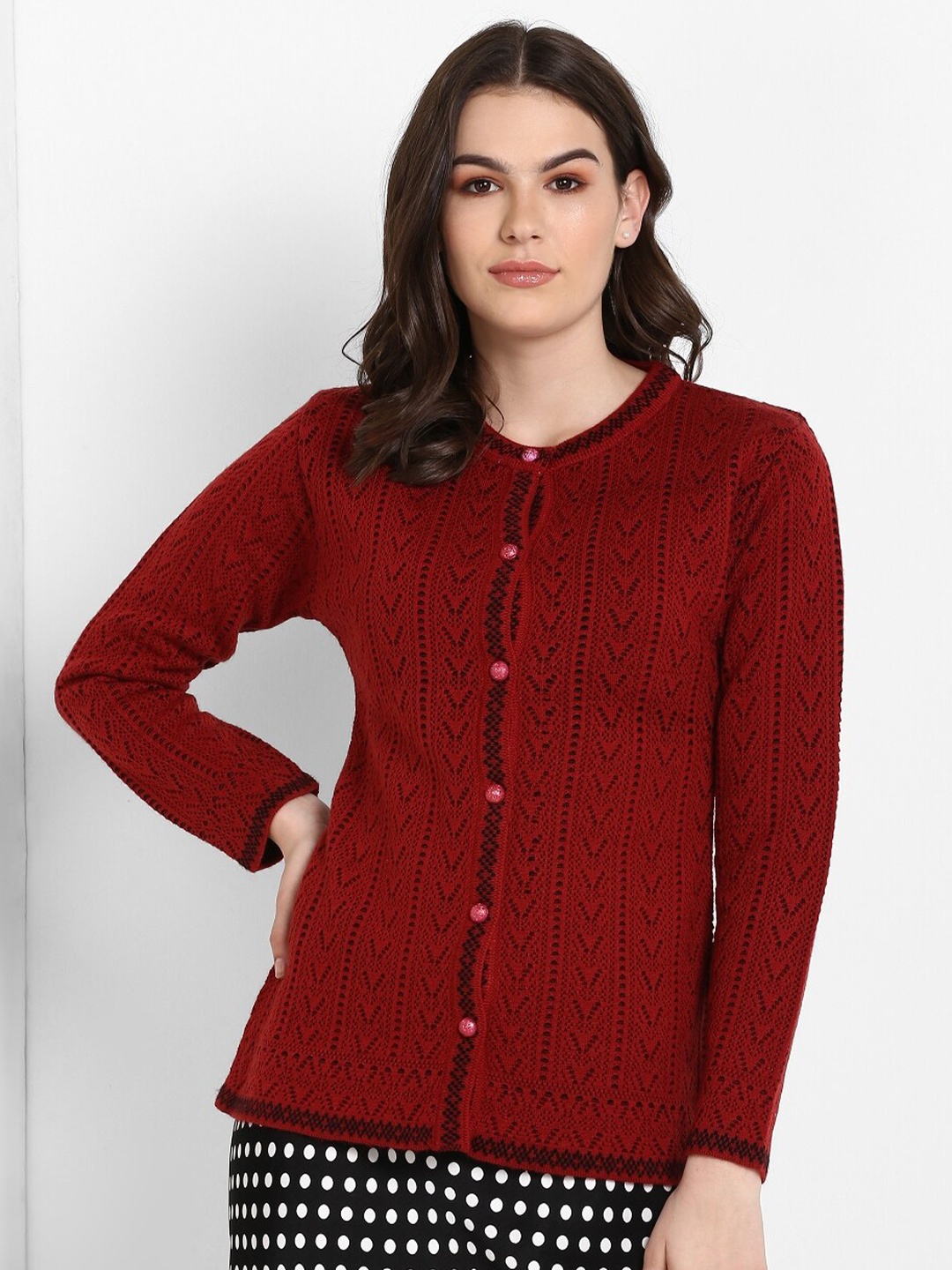 

Modeve Women Red Cardigan