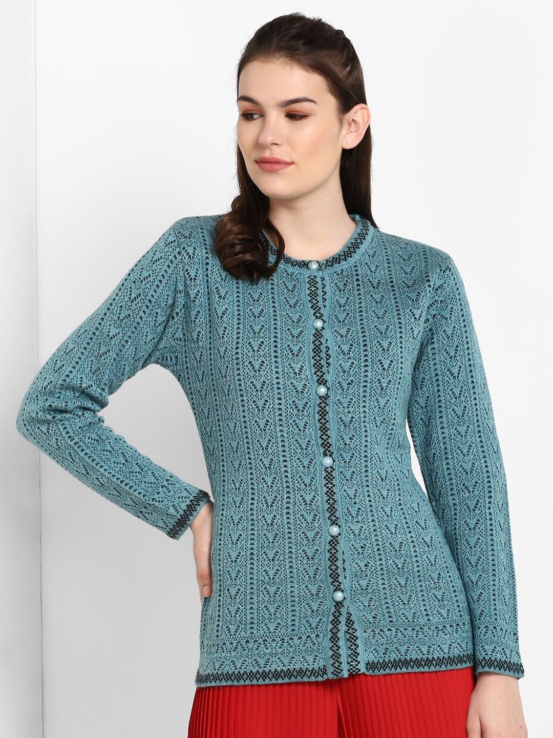 

Modeve Women Turquoise Blue Cardigan