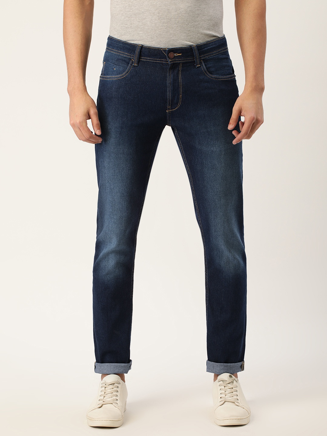 

Peter England Better Jeans Company Men Navy Blue Slim Fit Heavy Fade Stretchable Jeans