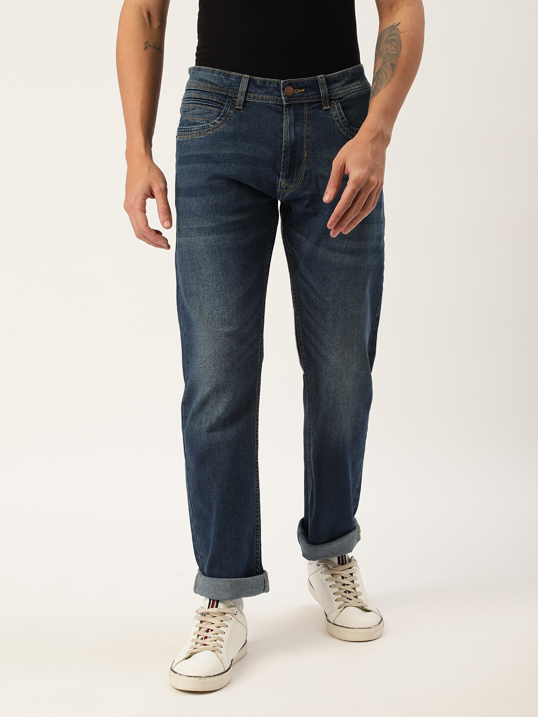 

Peter England Better Jeans Company Men Blue Custom Fit Mid Rise Light Fade Jeans