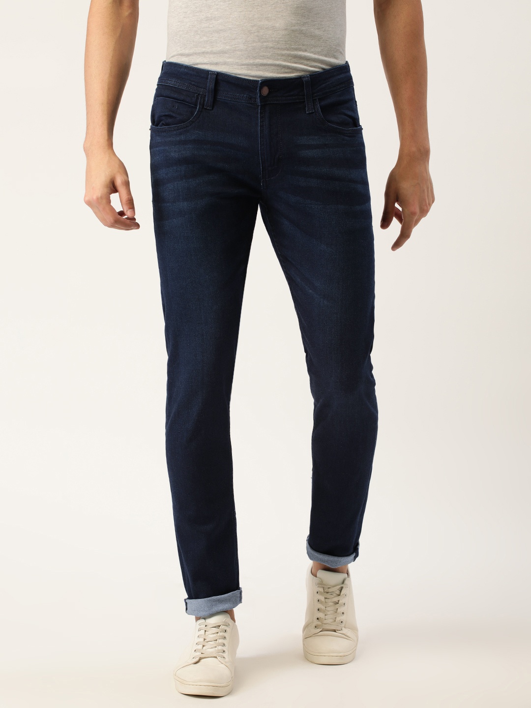 

Peter England Better Jeans Company Men Navy Blue Tapered Fit Stretchable Jeans