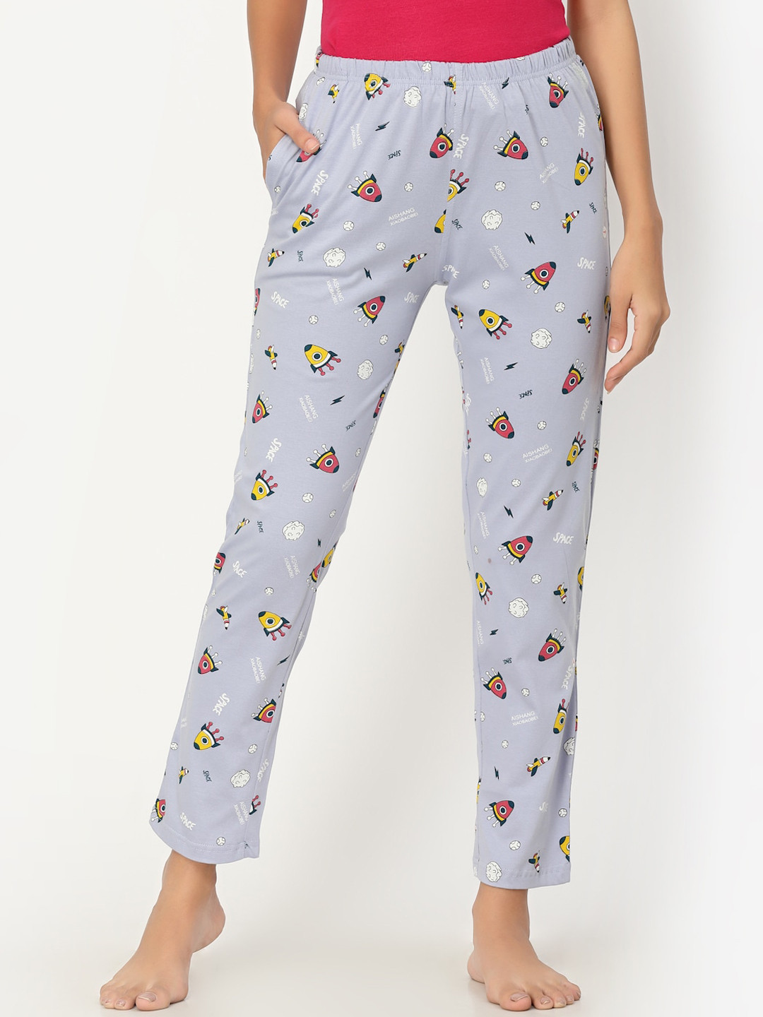 

Sweet Dreams Women Lavender Printed Cotton Lounge Pants