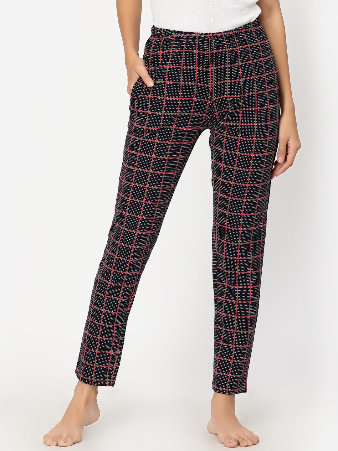 

Sweet Dreams Women Black Checked Pure Cotton Lounge Pants