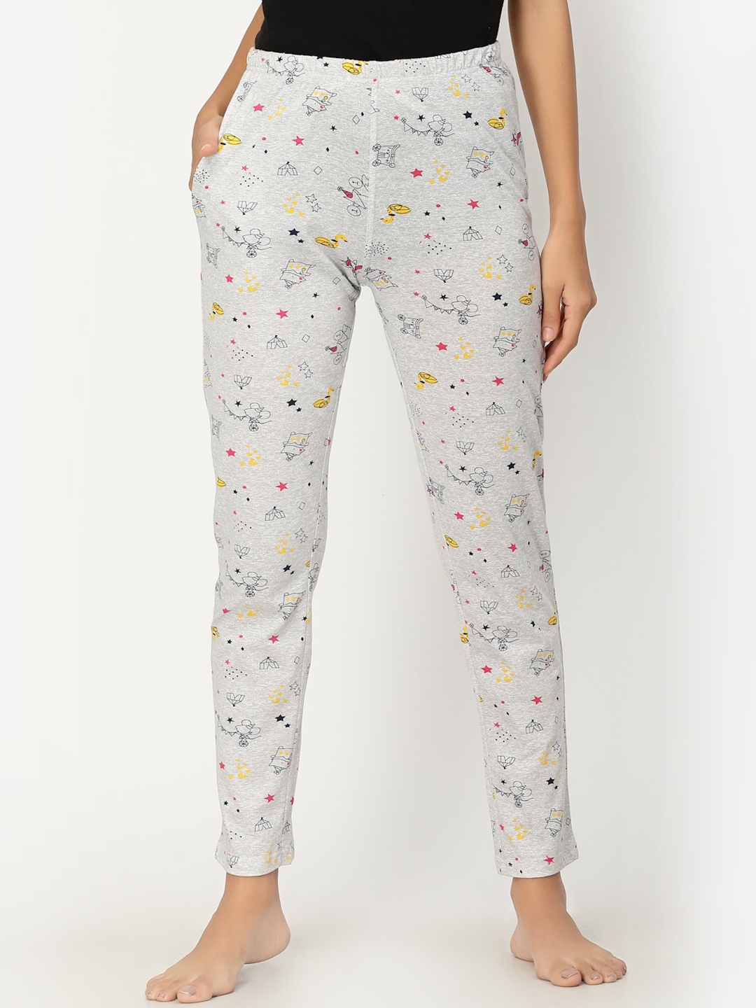

Sweet Dreams Women Grey Printed Pure Cotton Lounge Pants