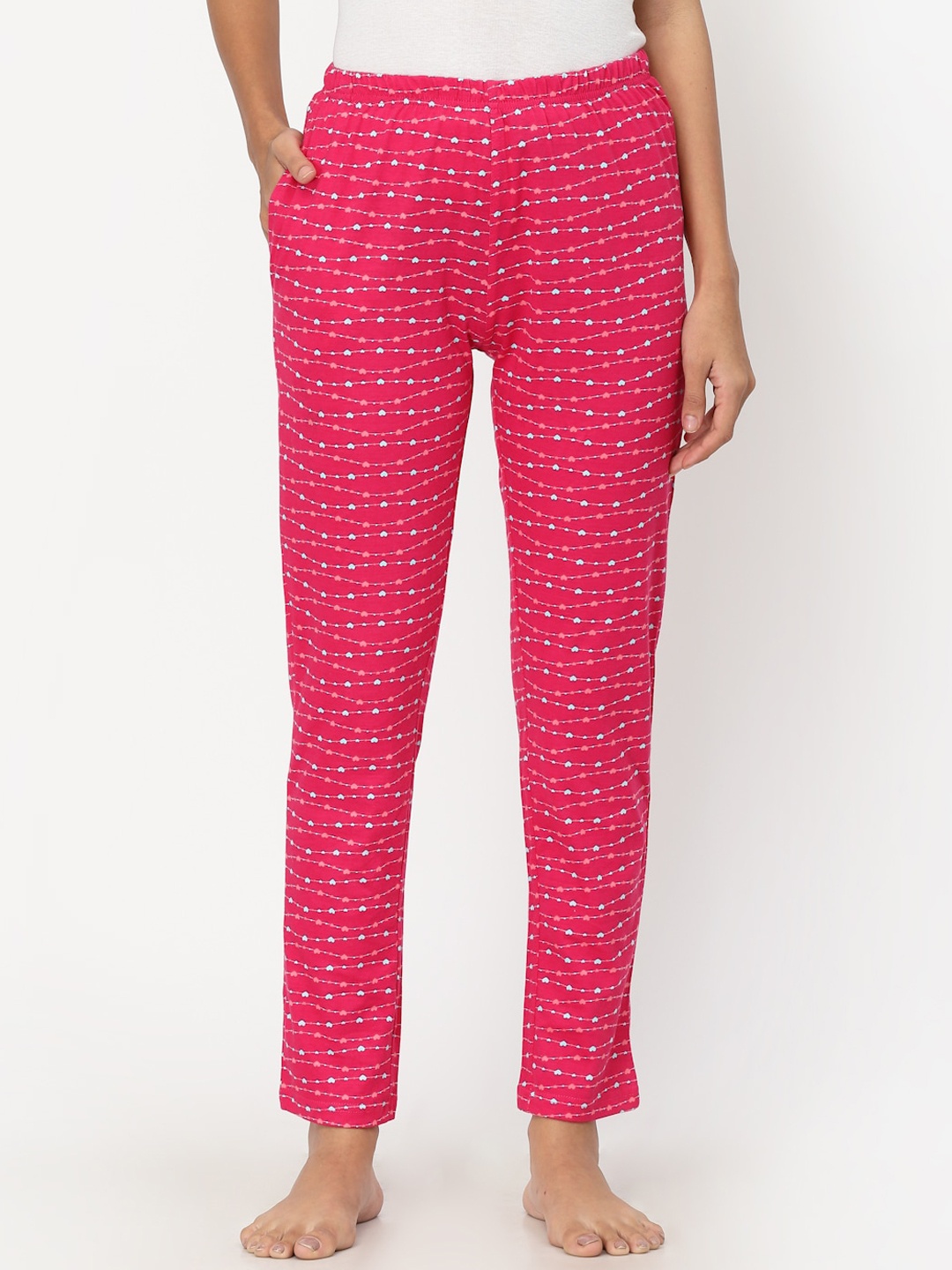 

Sweet Dreams Women Pink Pure Cotton Printed Lounge Pants