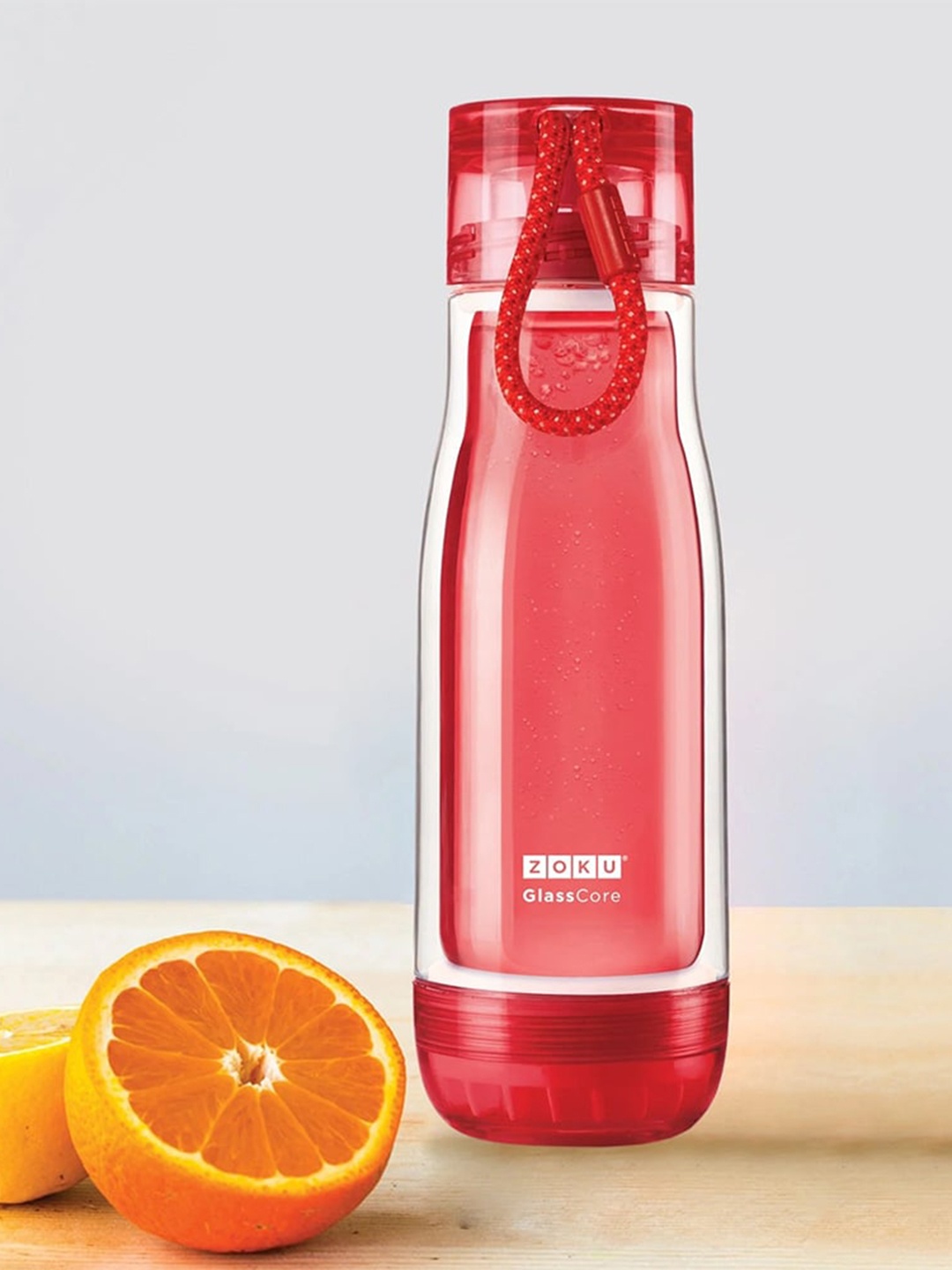 

ZOKU Red Double Vacuum Insulated Thermo Glass Water Bottle 473 ml