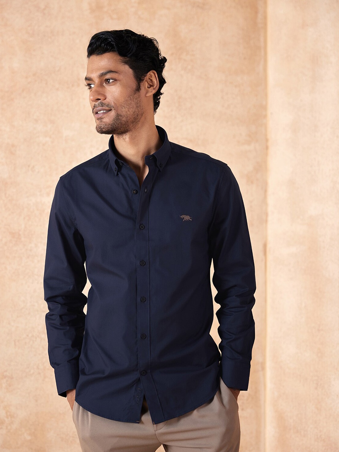 

Andamen Men Blue Classic Cotton Casual Shirt