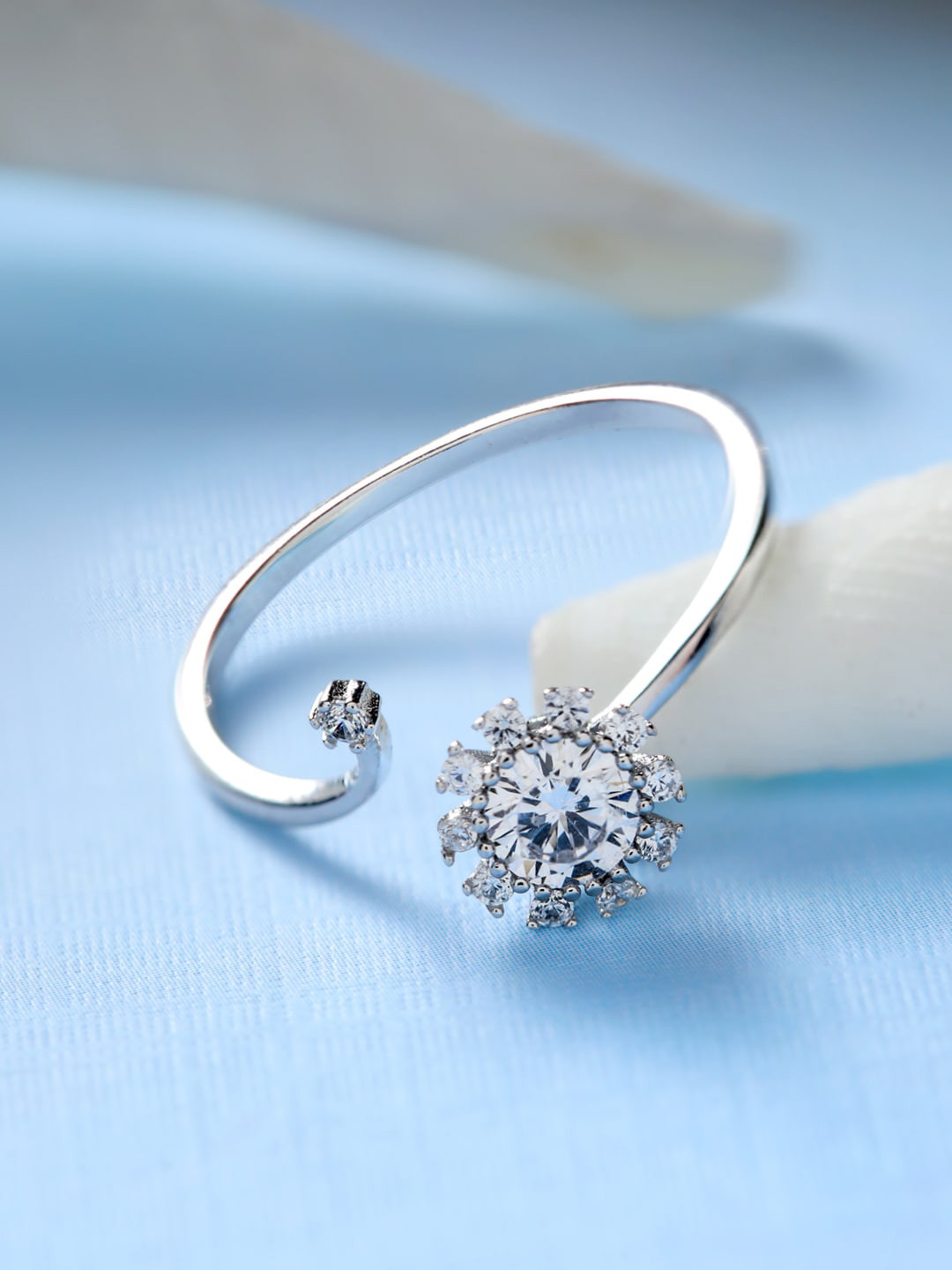 

SHEER by Priyaasi 925 Sterling Silver AD-Studded Finger Ring
