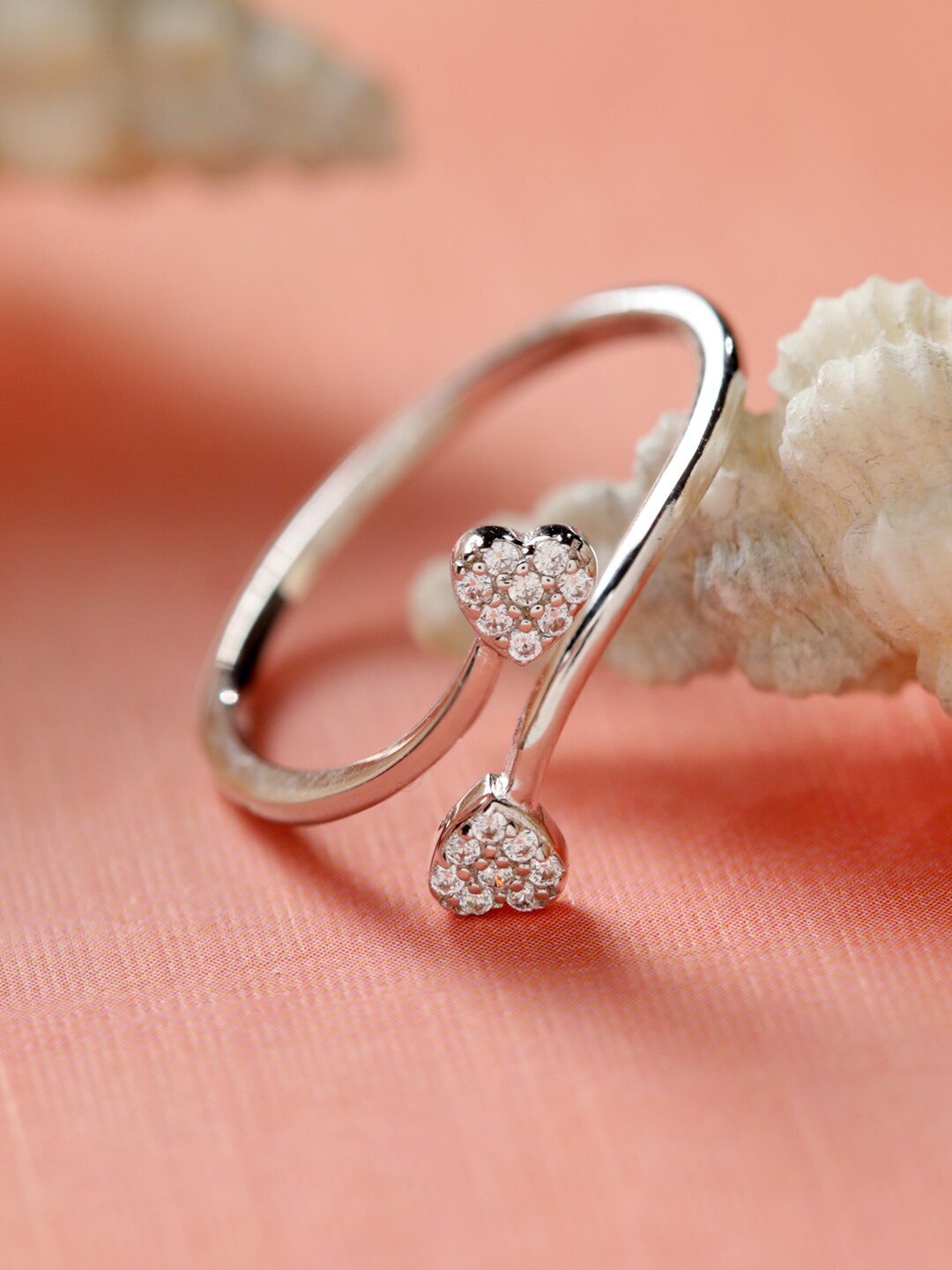 

SHEER by Priyaasi 925 Sterling Silver AD Studded Adjustable Finger Ring