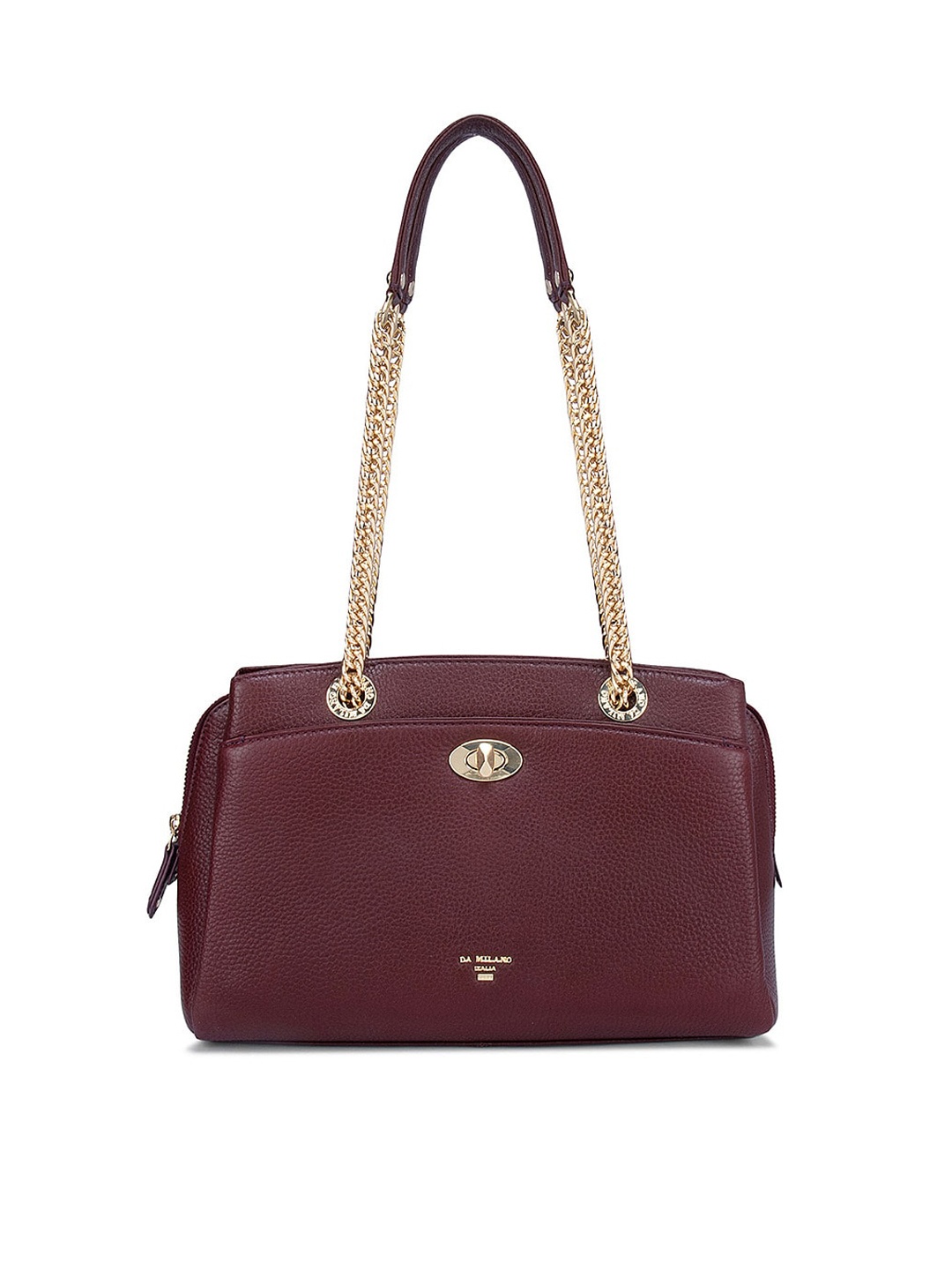 

Da Milano Maroon Leather Structured Shoulder Bag